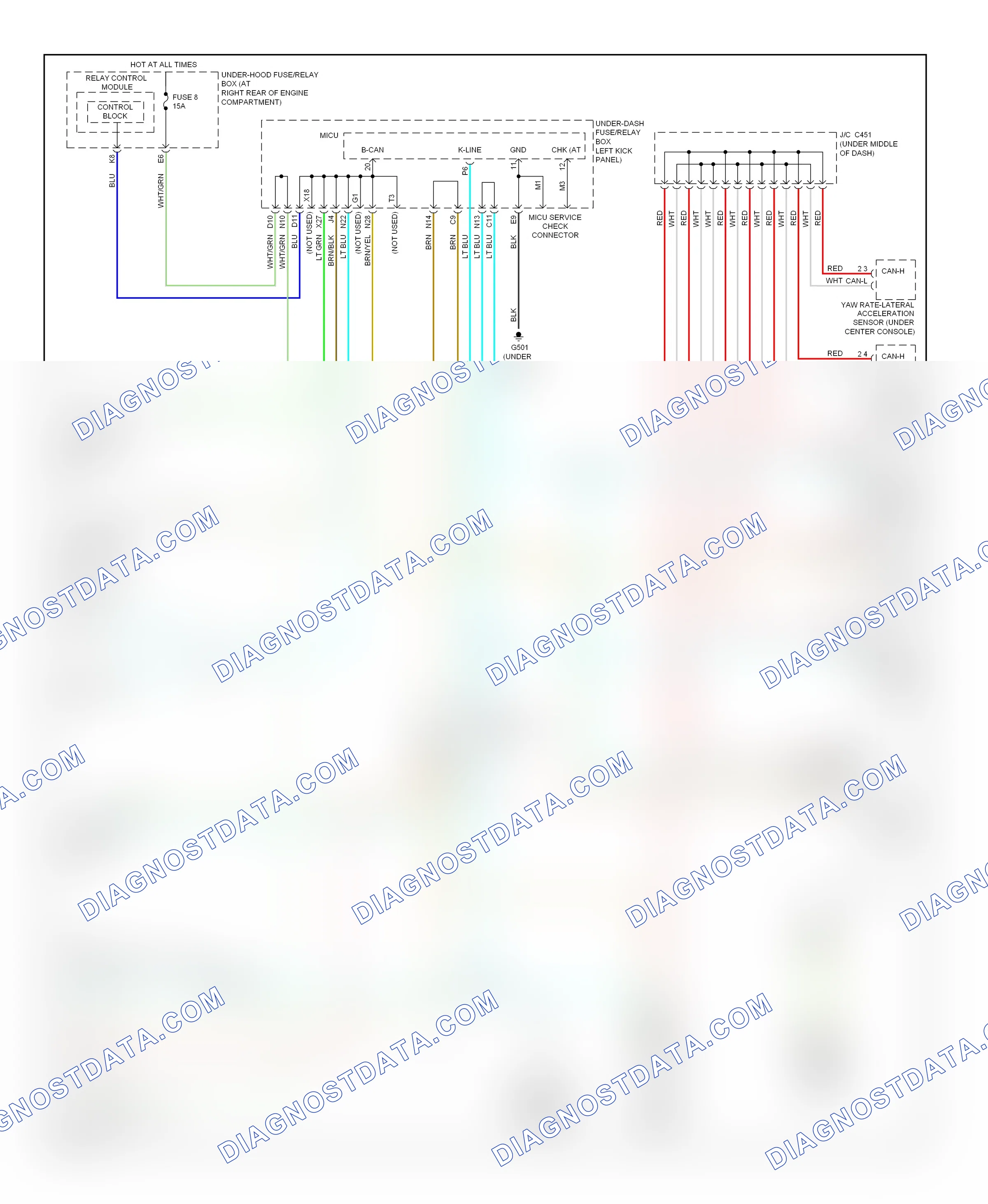 Computer data lines — Computer data lines circuit — Computer data lines circuit. Honda Ridgeline I (2004-2009)