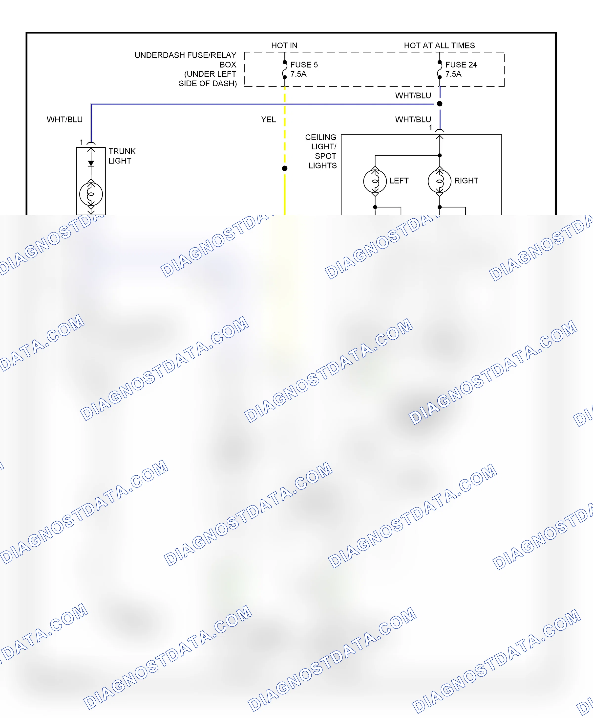 Interior lights — Courtesy lamps circuit — Courtesy lamps circuit. Honda S2000 AP1 (1999-2003)