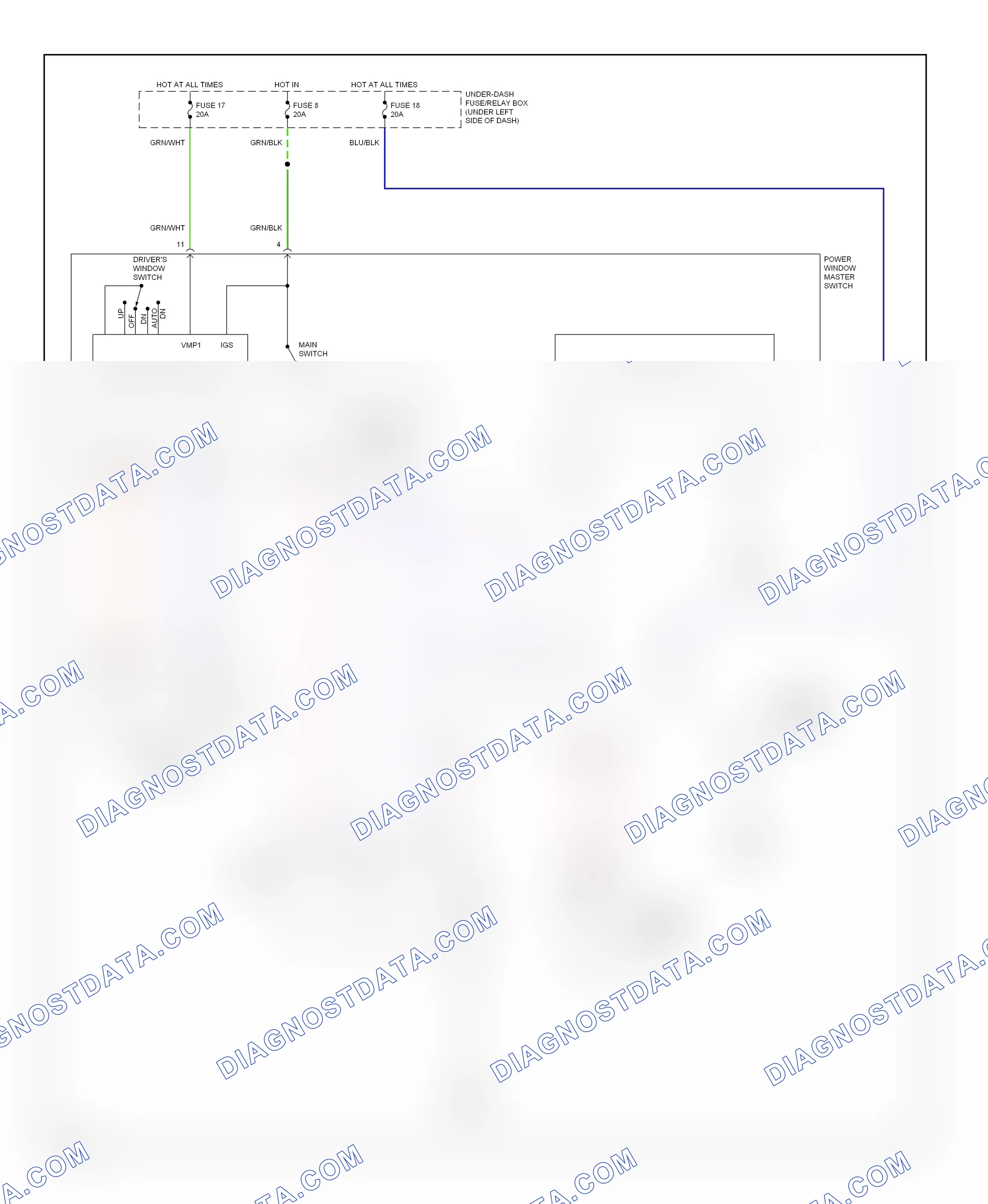 Power windows — Power windows circuit — Power windows circuit. Honda S2000 AP2 facelift (2003-2009)