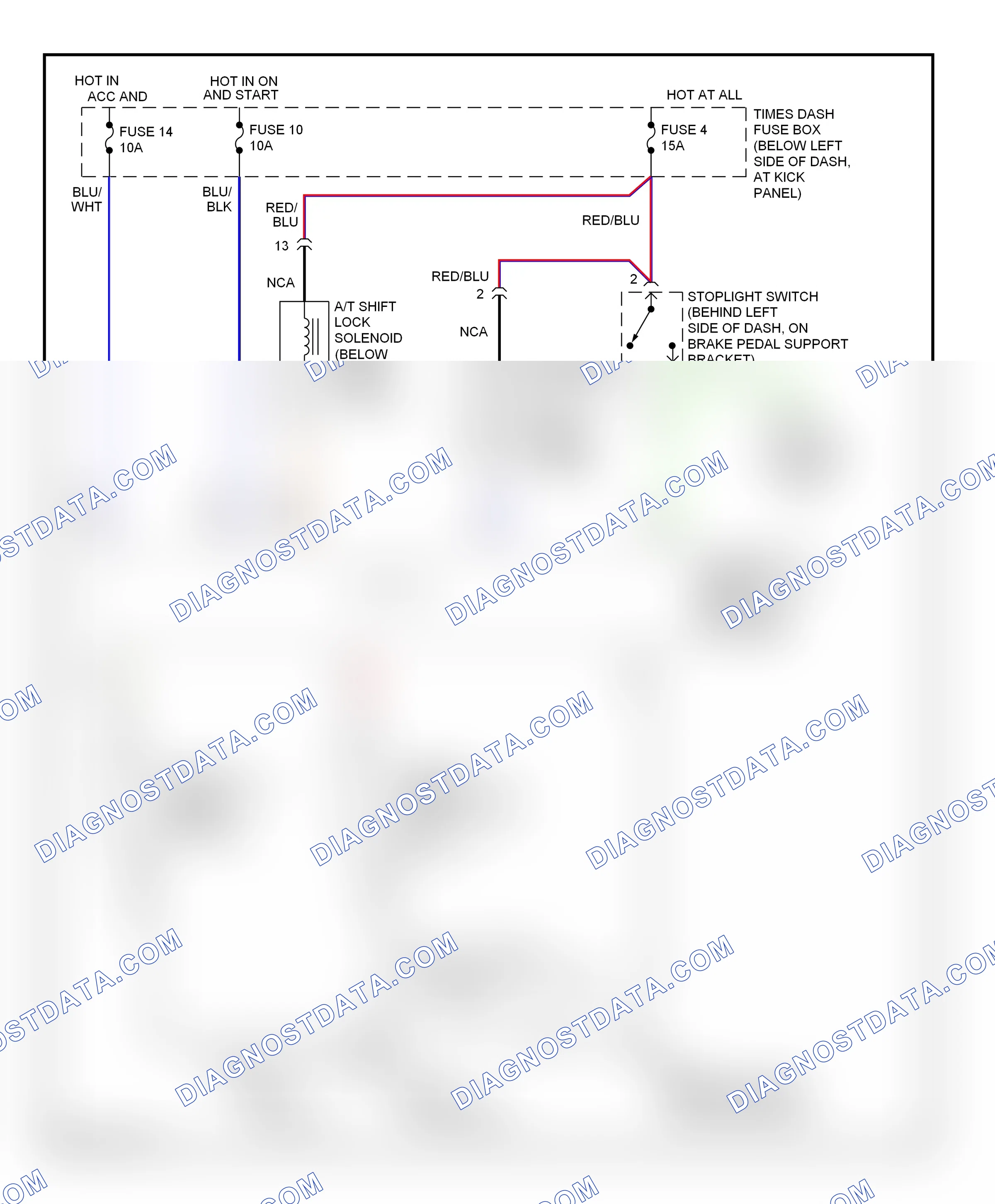 Shift interlocks — Shift interlock circuit — Shift interlock circuit. Hyundai Accent I (1994-2000)