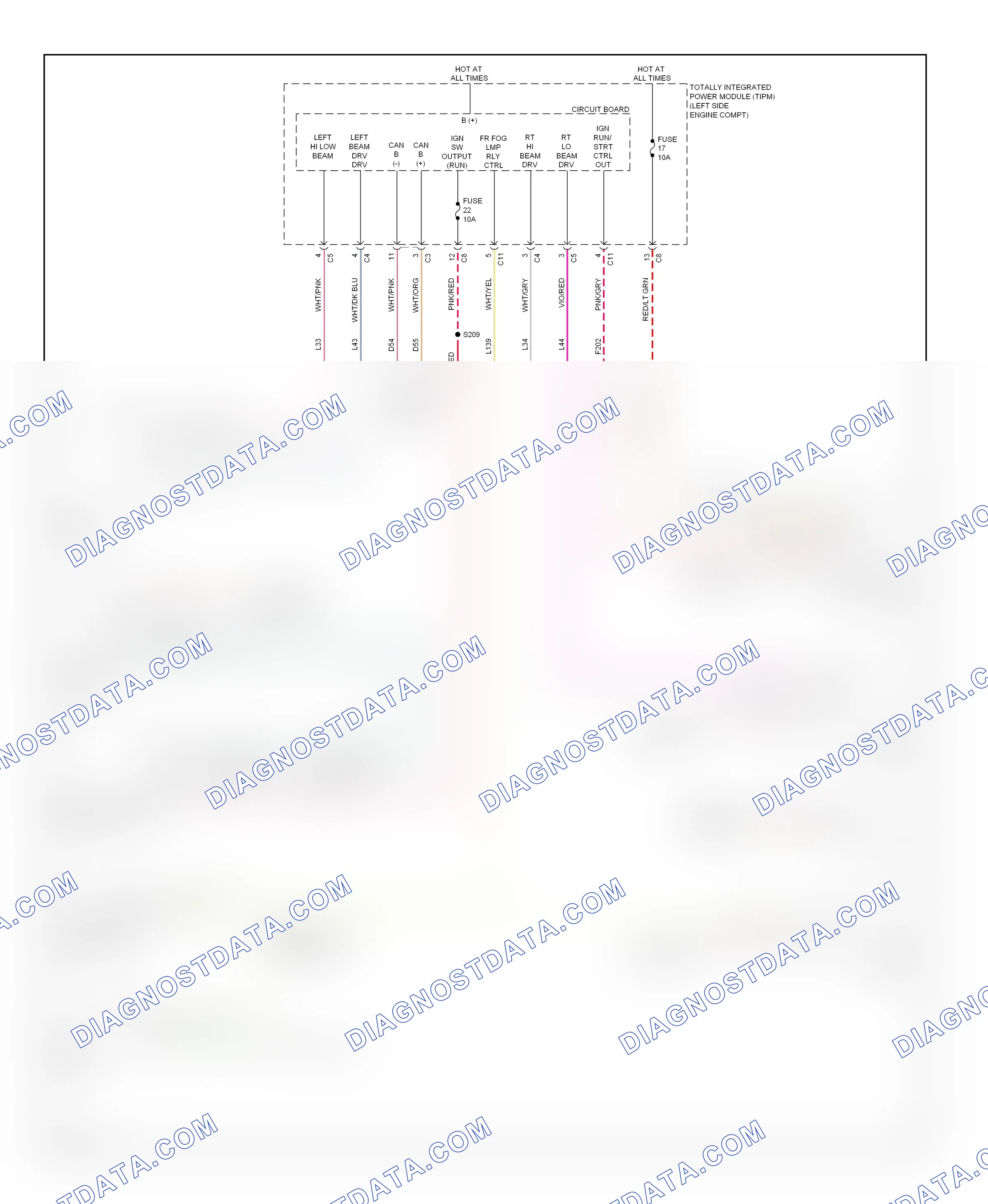 Headlights — Headlights circuit — Headlights circuit. Jeep Compass I facelift 2 (2013-2016)