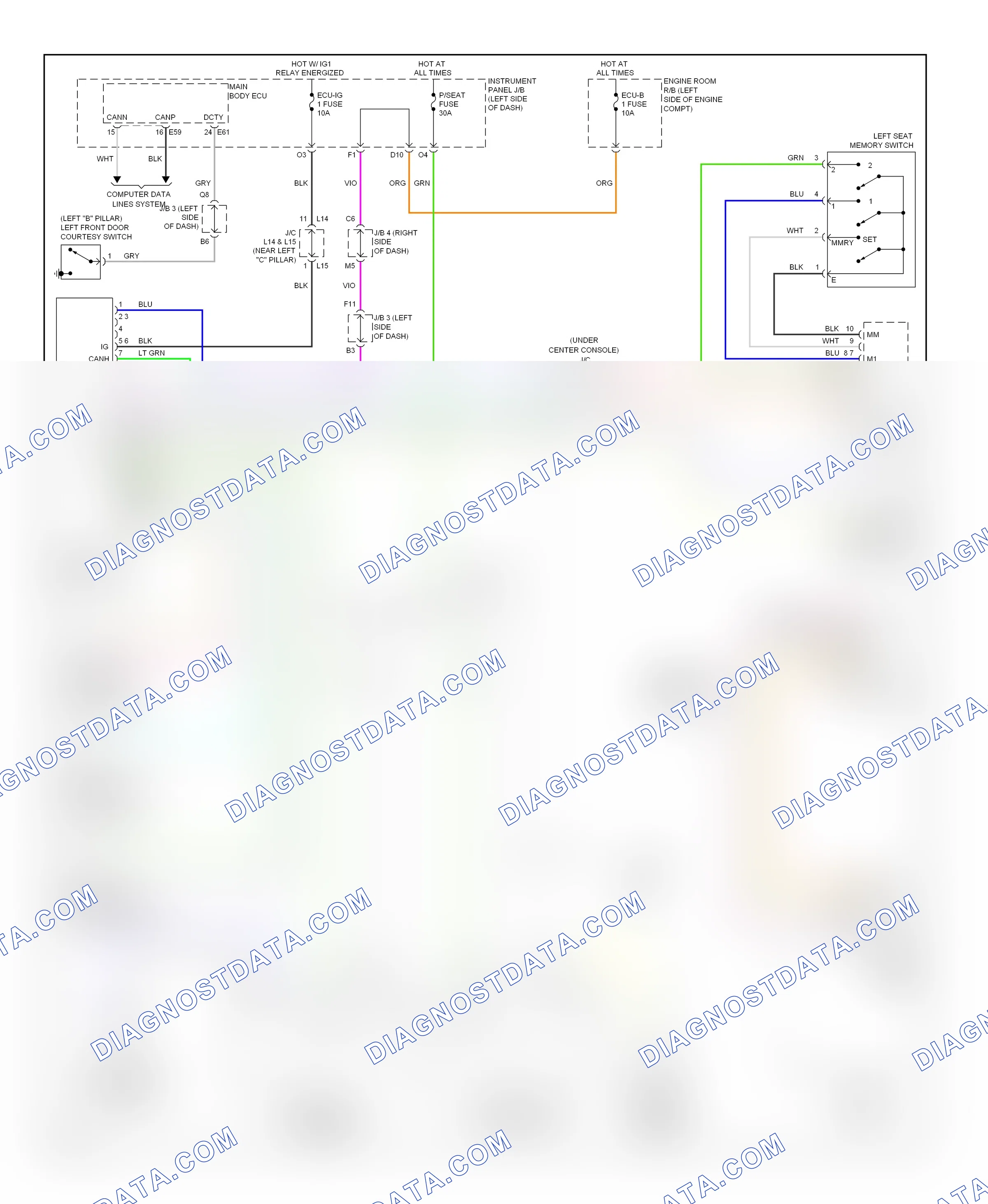 Memory systems — Driver"s memory seat circuit — Driver"s memory seat circuit. Lexus ES XV40 facelift (2009-2012)