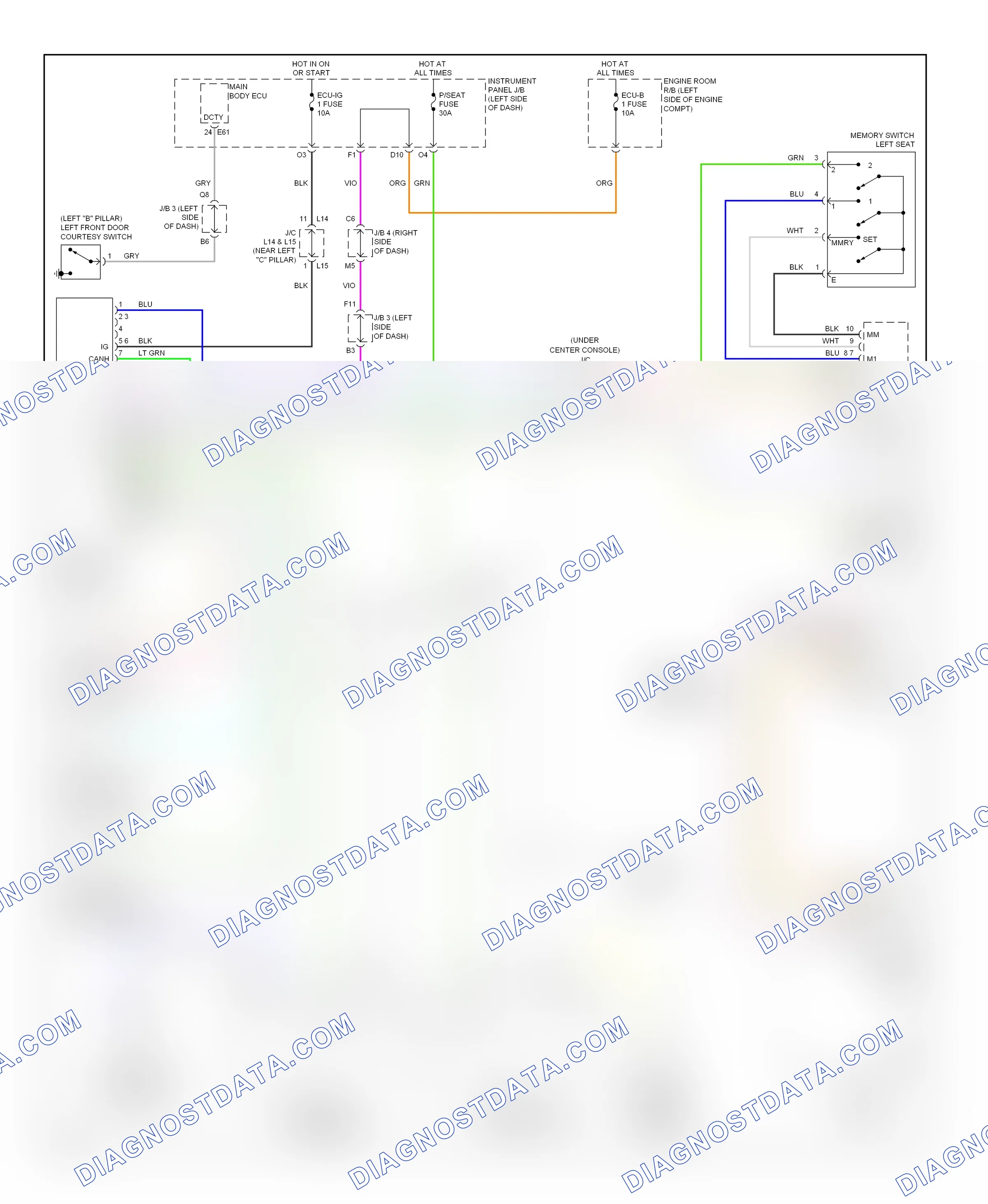 Memory systems — Driver"s memory seat circuit — Driver"s memory seat circuit. Lexus ES XV40 (2006-2009)