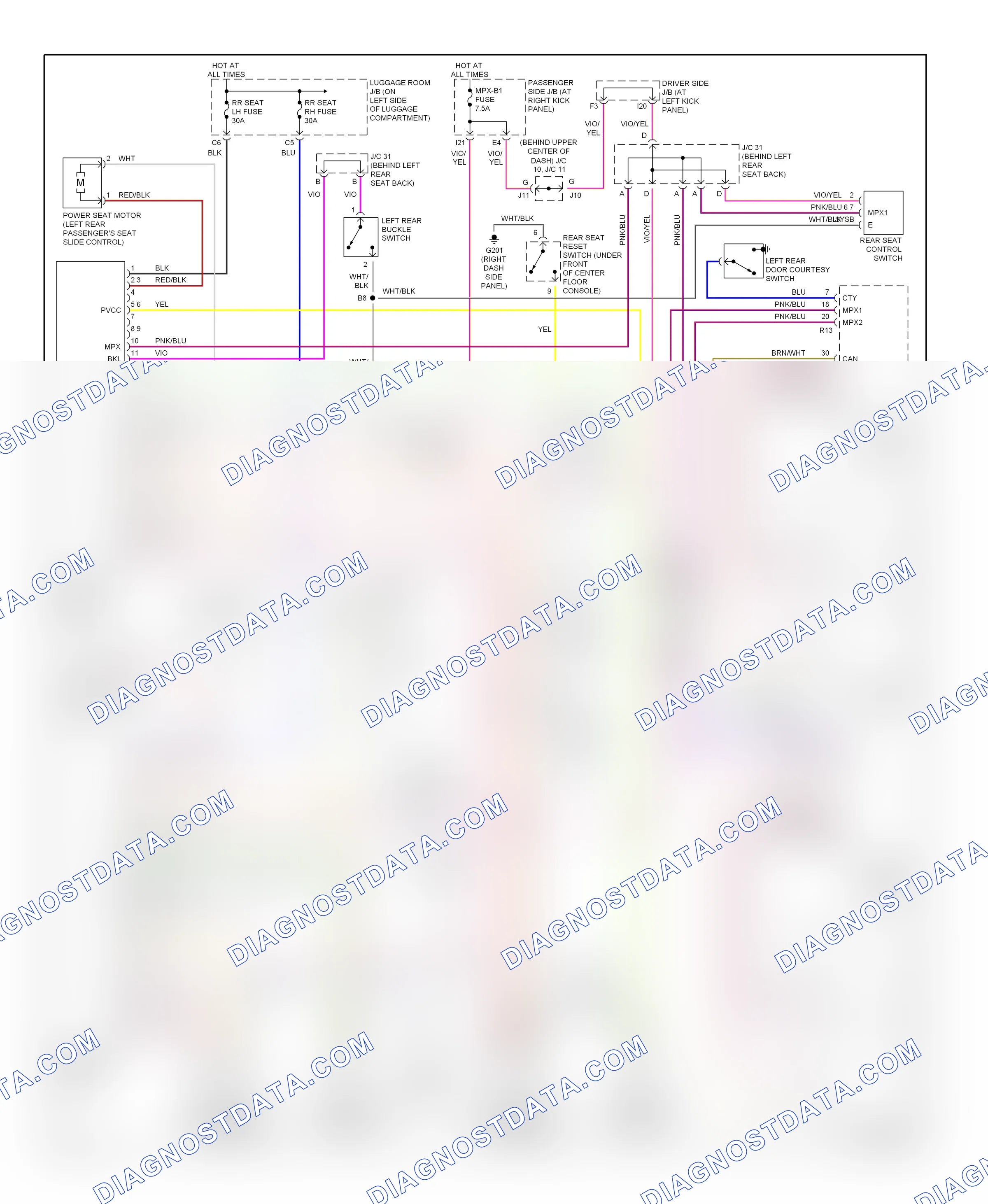 Memory systems — Memory rear seat circuit — Memory rear seat circuit. Lexus LS III (2000-2003)
