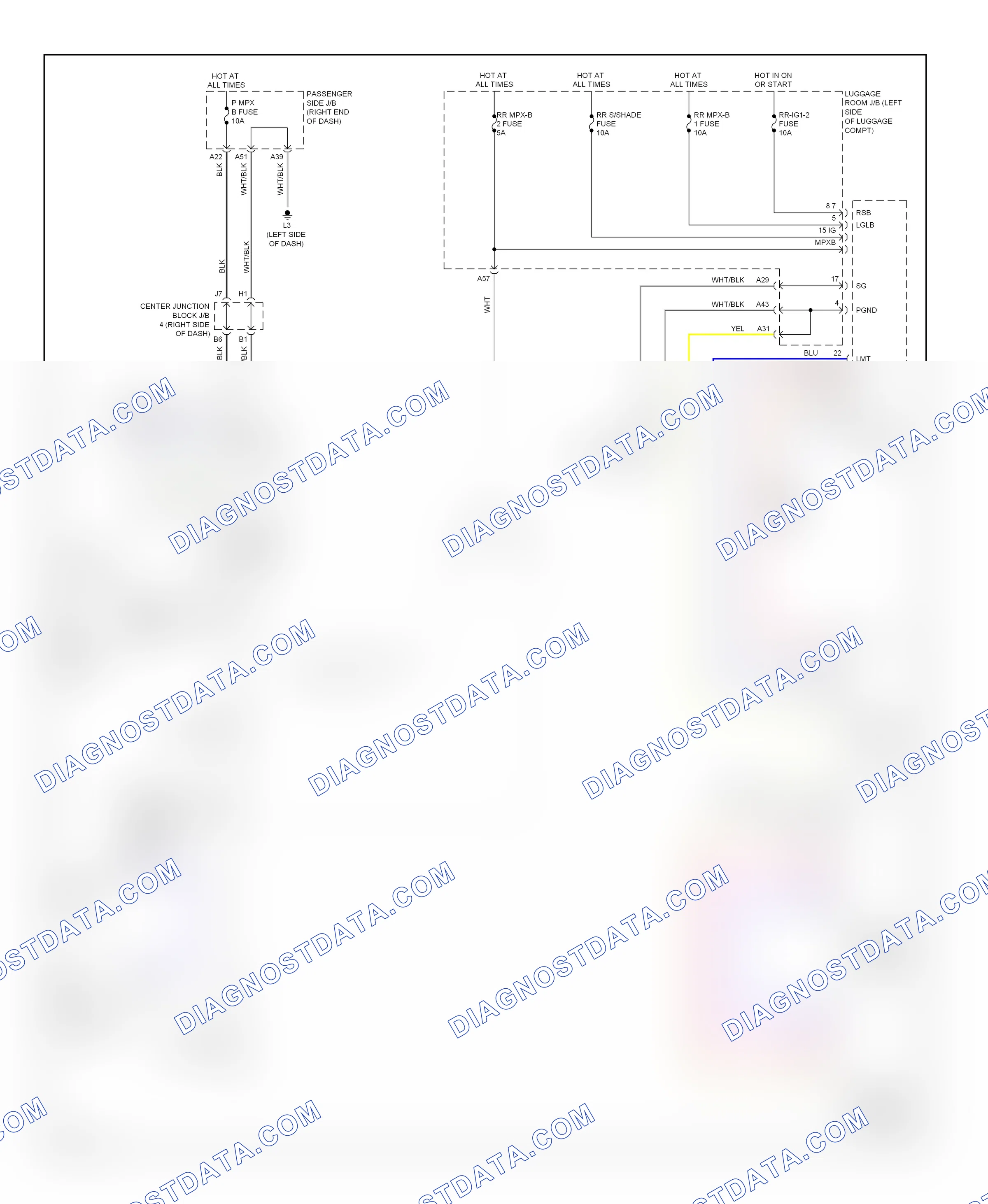 Power windows — Rear window sun shade circuit — Rear window sun shade circuit. Lexus LS IV (2006-2012)