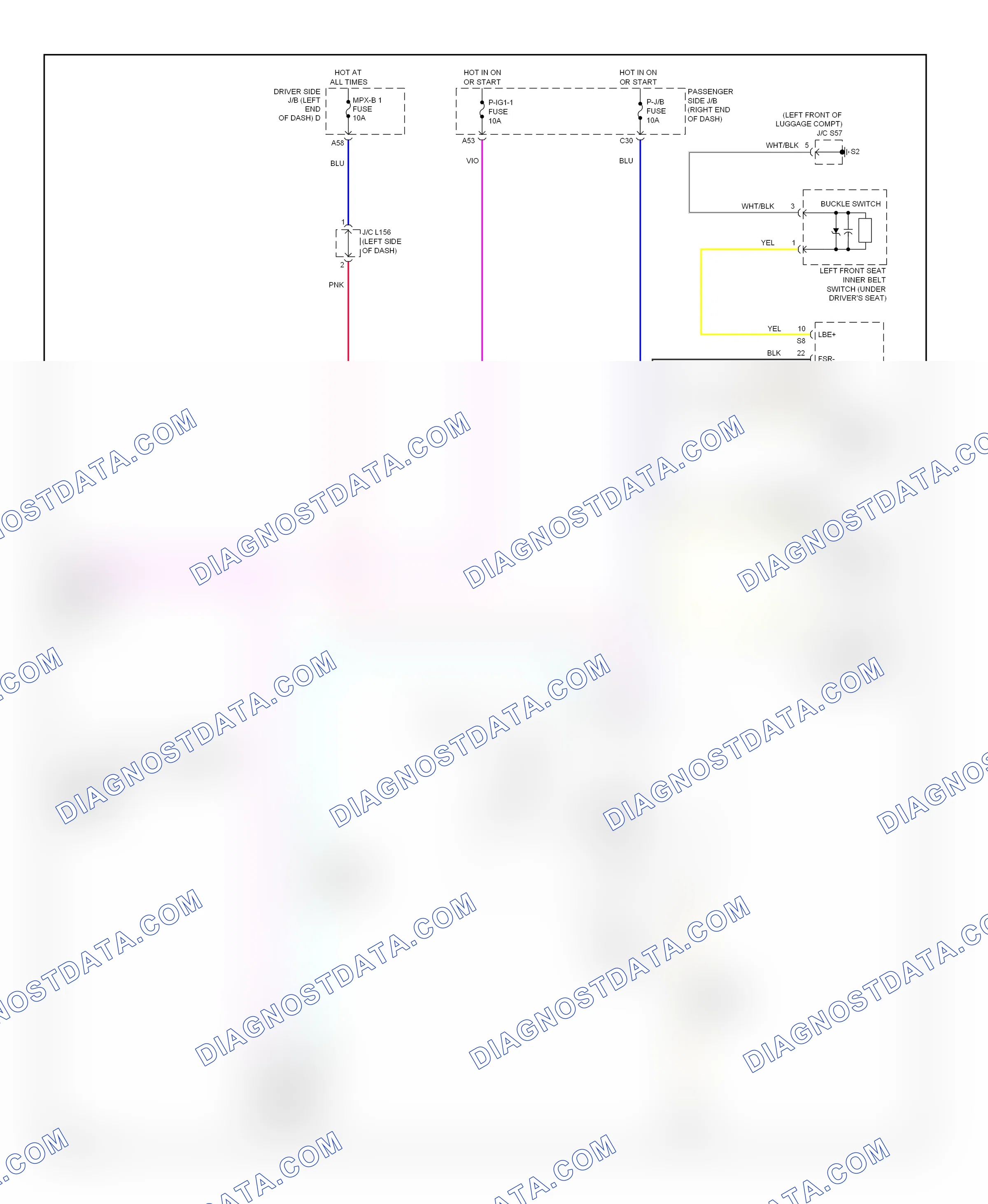 Warning systems — Seat belt warning circuit — Seat belt warning circuit. Lexus LS IV (2006-2012)
