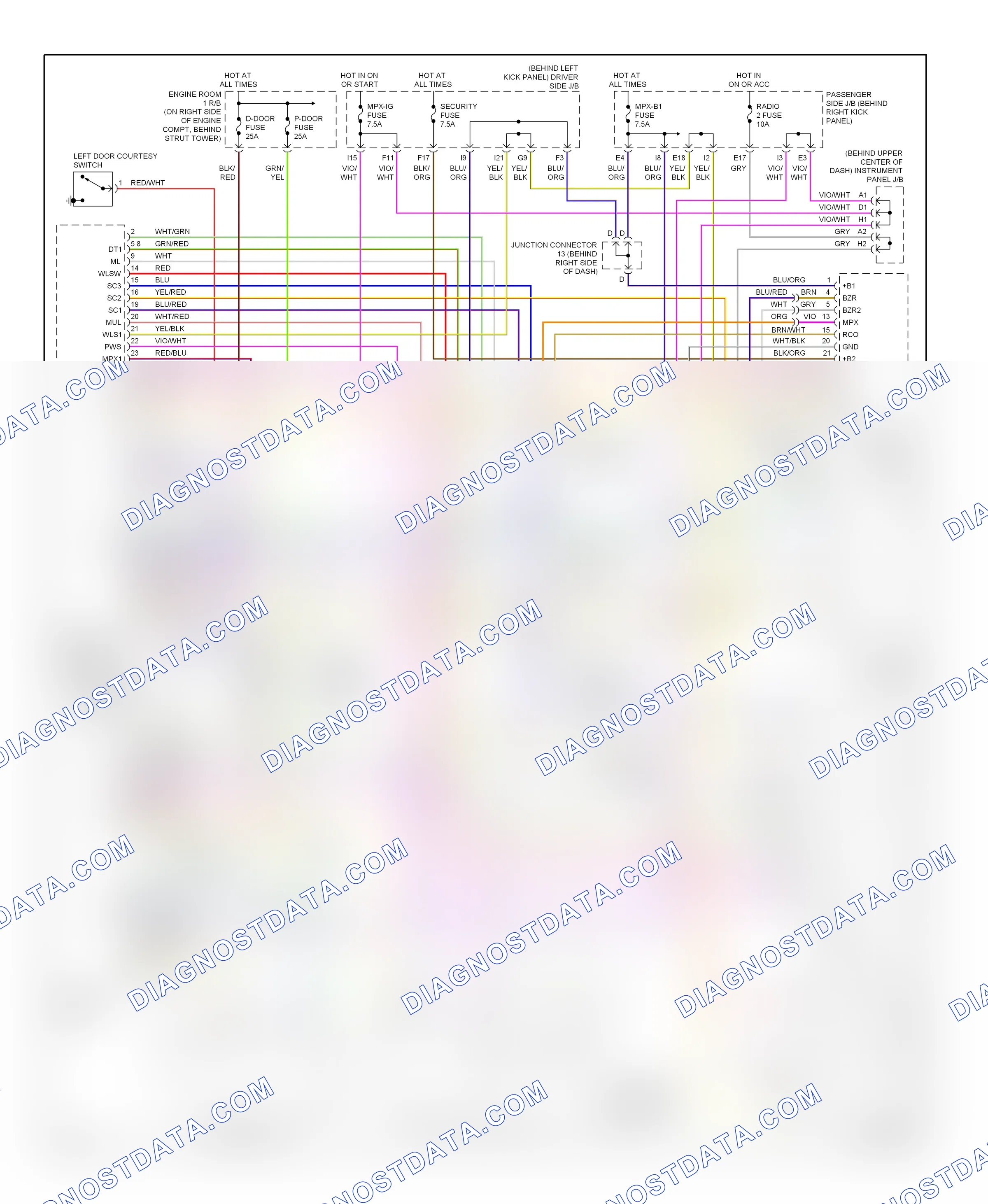 Power windows — Power windows circuit — Power windows circuit. Lexus SC II facelift (2005-2010)