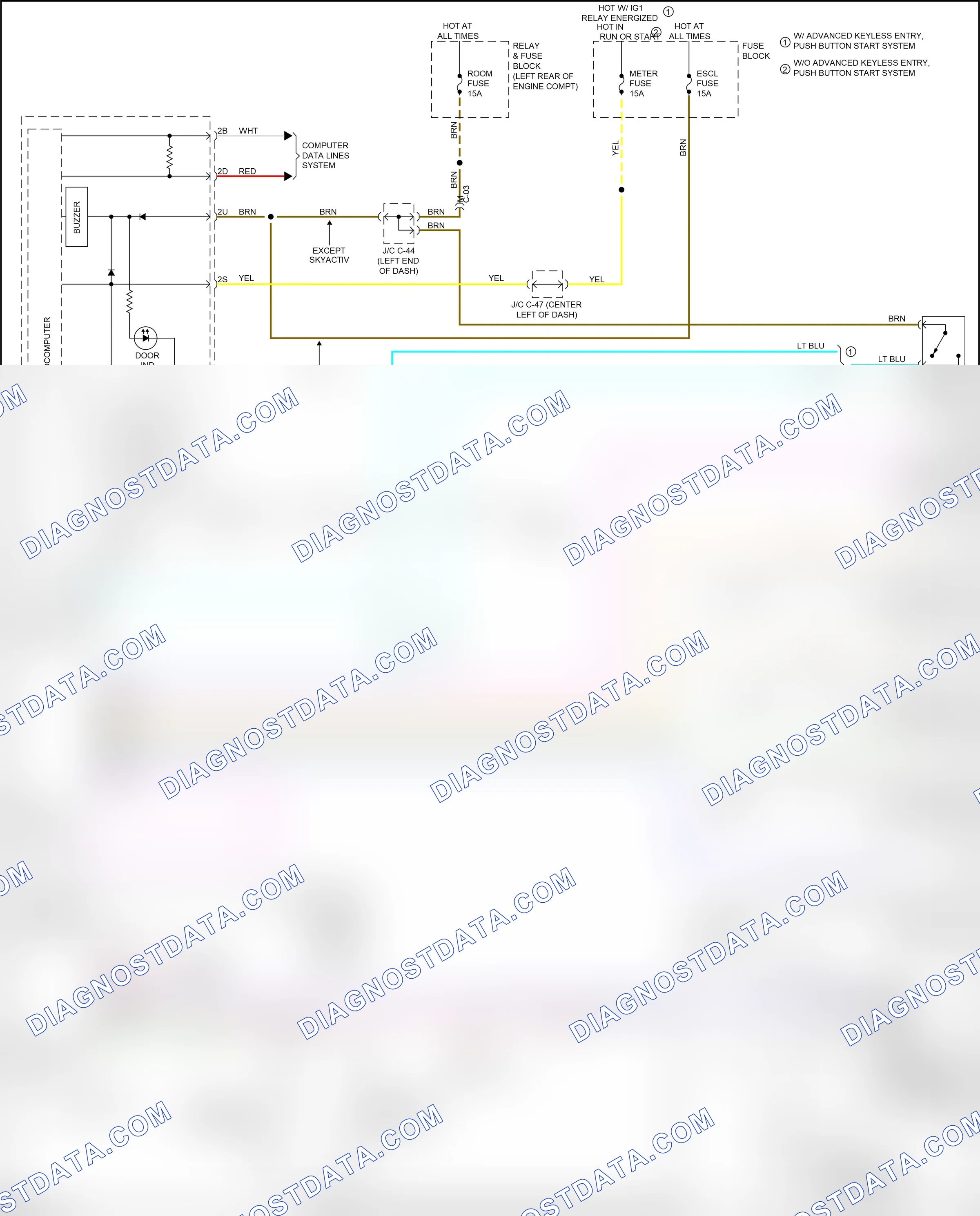 Warning systems — Chime circuit — Chime circuit. Mazda 3 MPS II facelift (2011-2013)