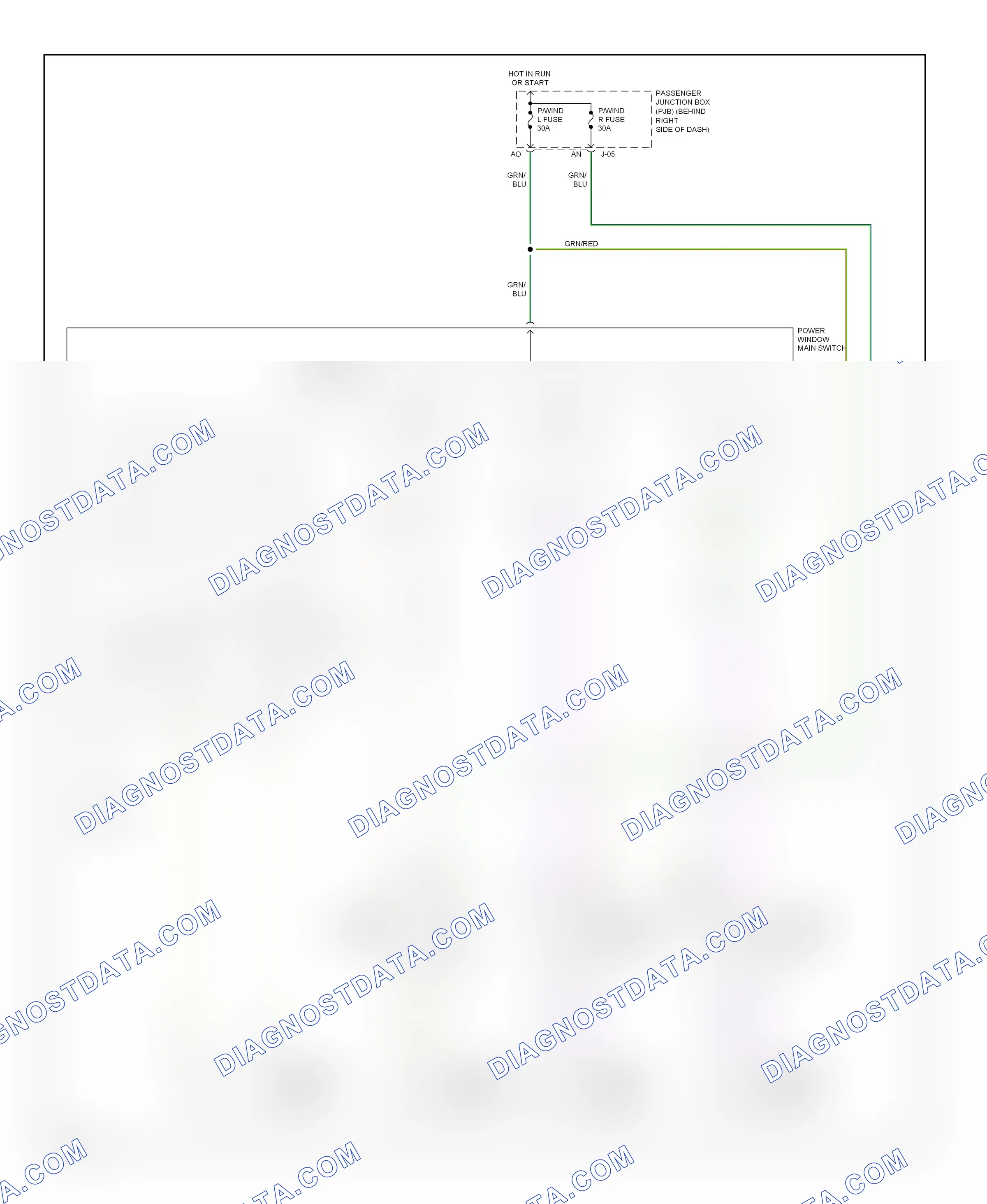 Power windows — Power windows circuit — Power windows circuit. Mazda 3 BK facelift (2006-2009)