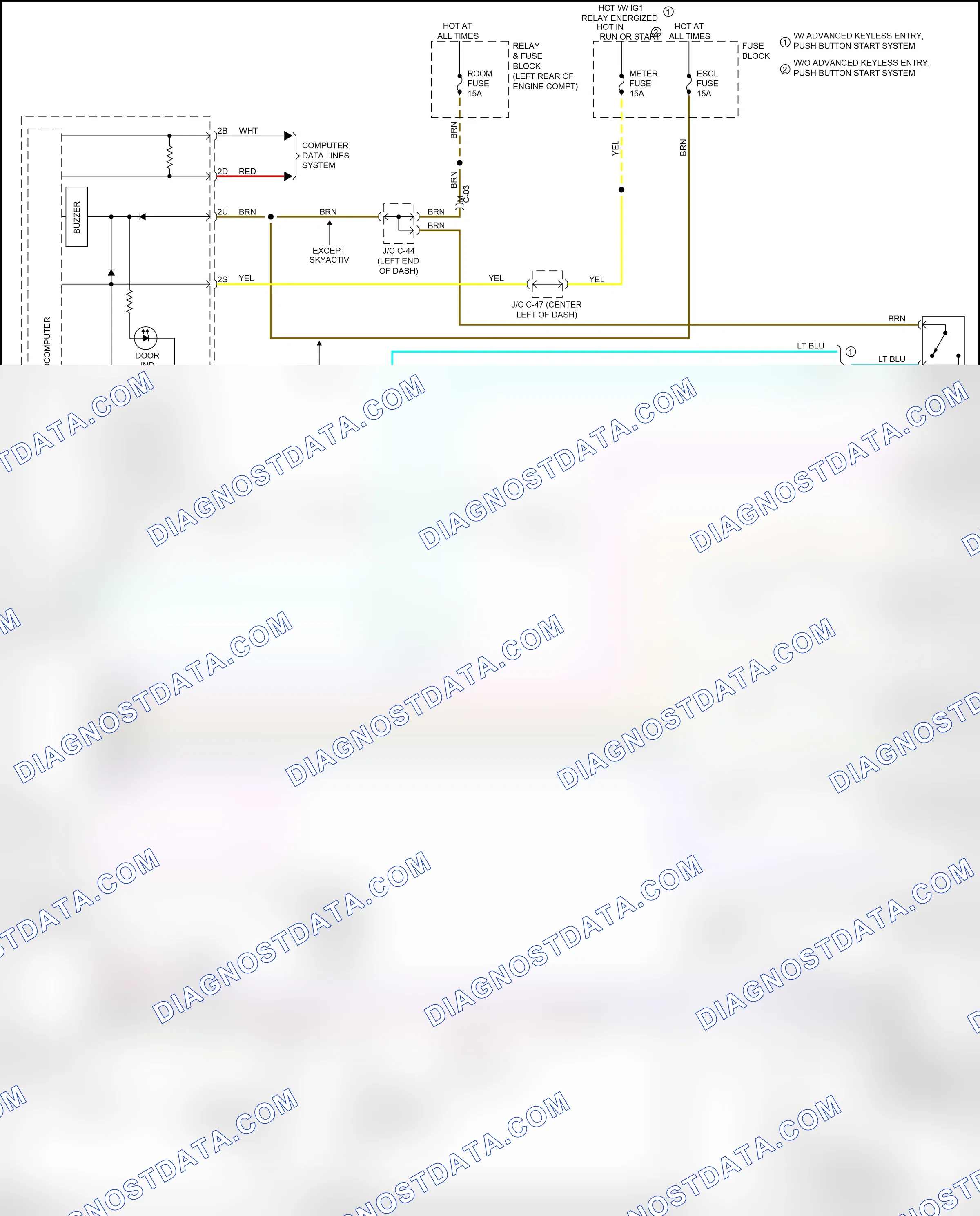 Warning systems — Chime circuit — Chime circuit. Mazda 3 BL facelift (2011-2013)
