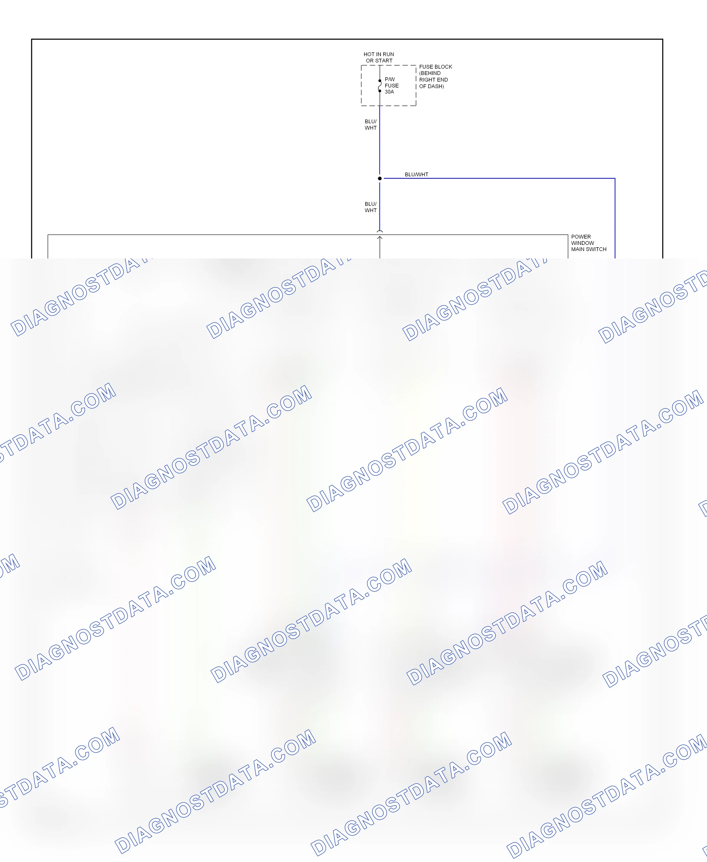 Power windows — Power windows circuit — Power windows circuit. Mazda 5 I facelift (2007-2010)