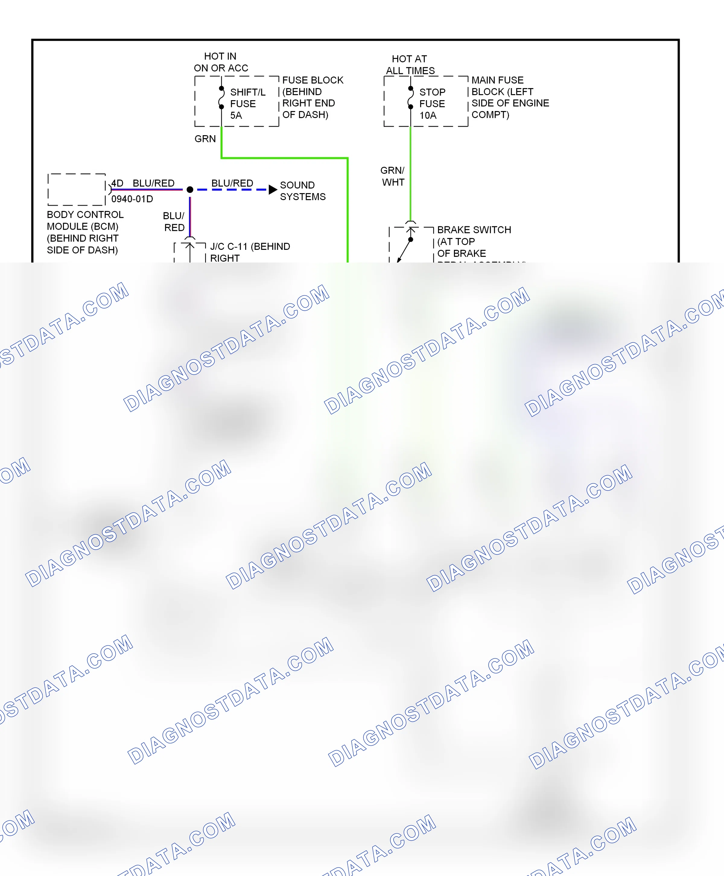 Shift interlock — Shift interlock circuit — Shift interlock circuit. Mazda 5 I facelift (2007-2010)