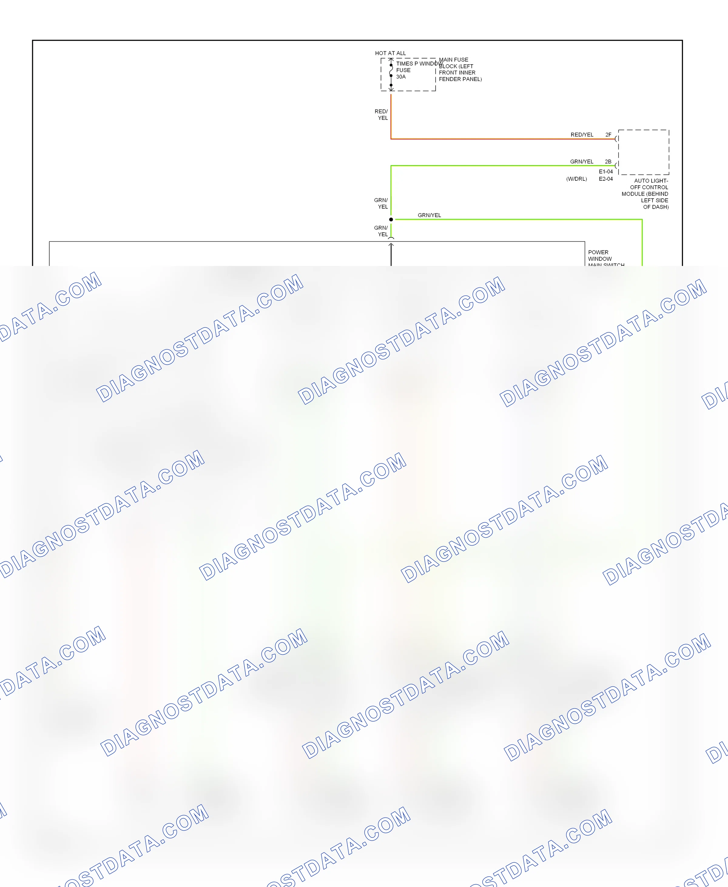 Power windows — Power windows circuit — Power windows circuit. Mazda 6 GG (2002-2005)