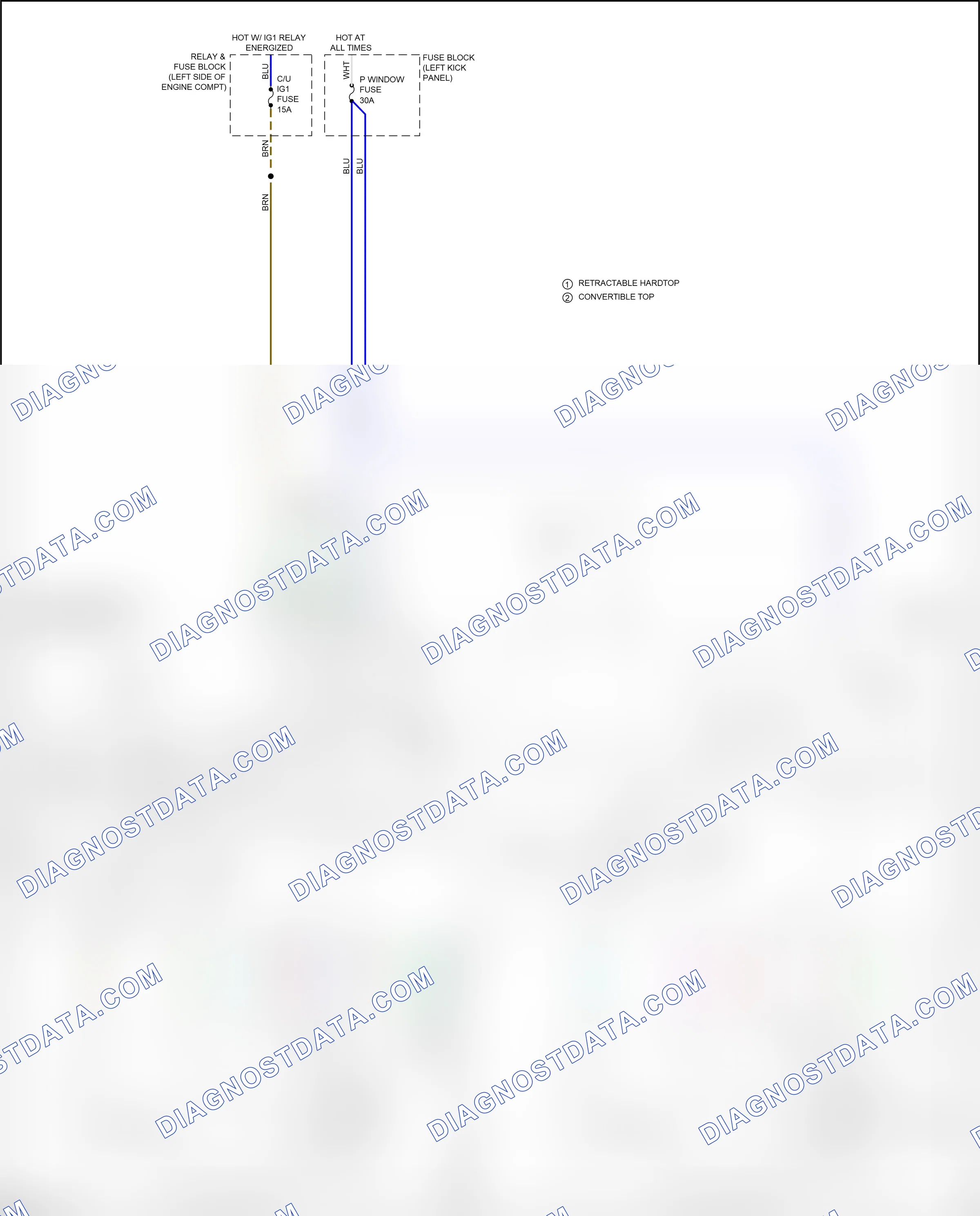 Power windows — Power windows circuit — Power windows circuit. Mazda MX-5 ND (2015-2024)
