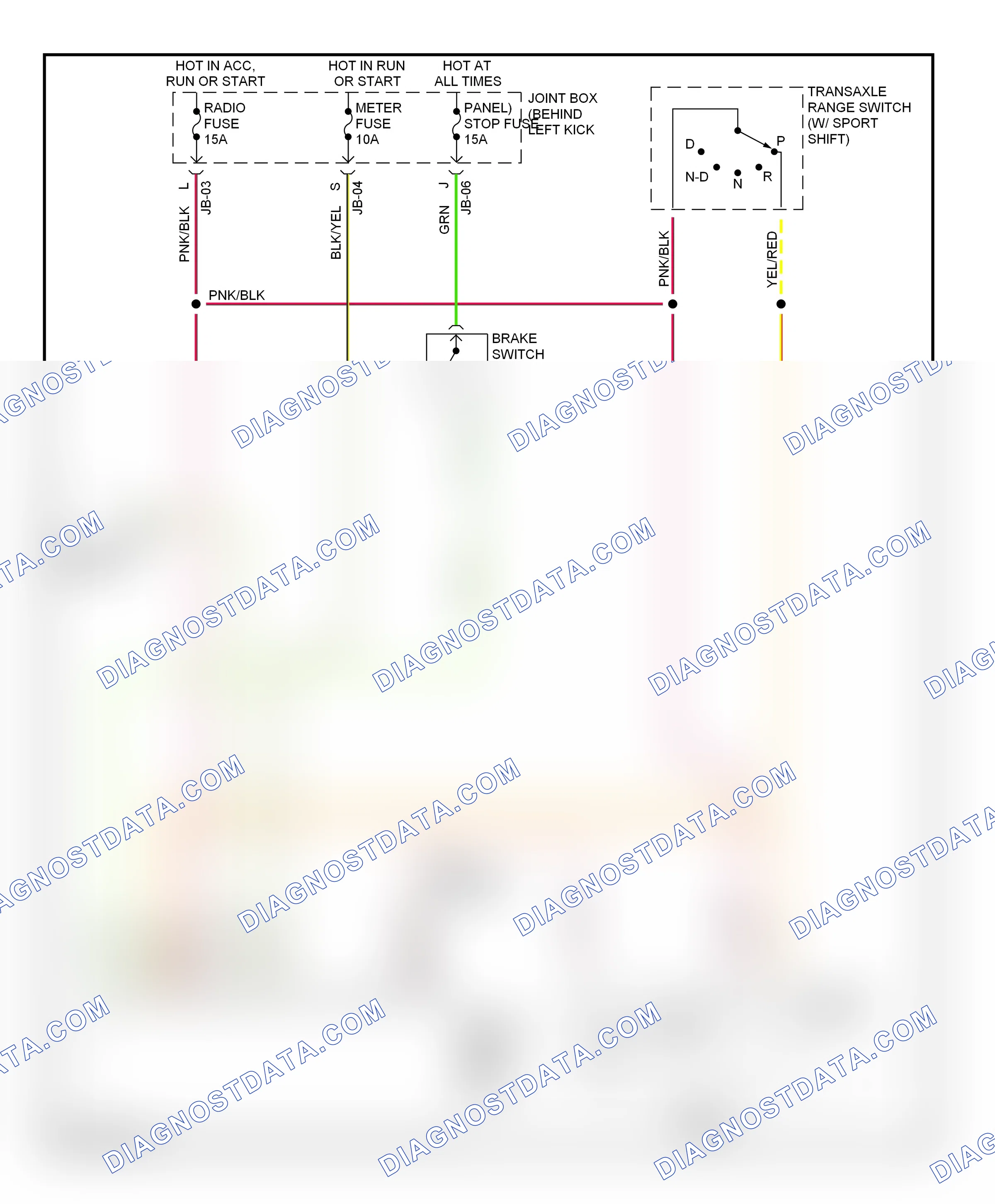 Shift interlocks — Shift interlock circuit — Shift interlock circuit. Mazda Protege BJ (1998-2004)