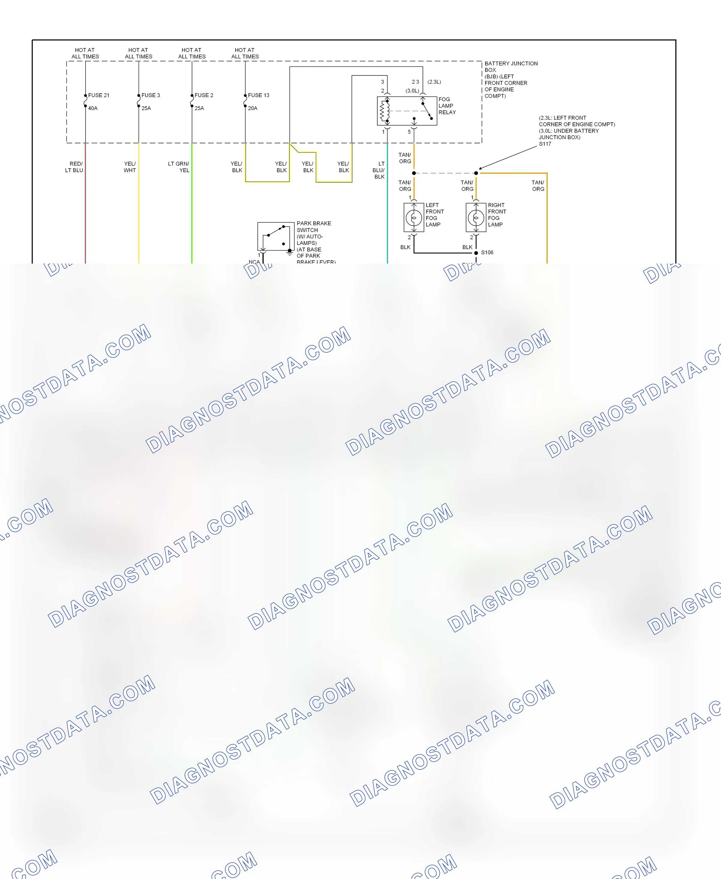 Headlights — Headlights circuit — Headlights circuit. Mercury Mariner I (2004-2007)