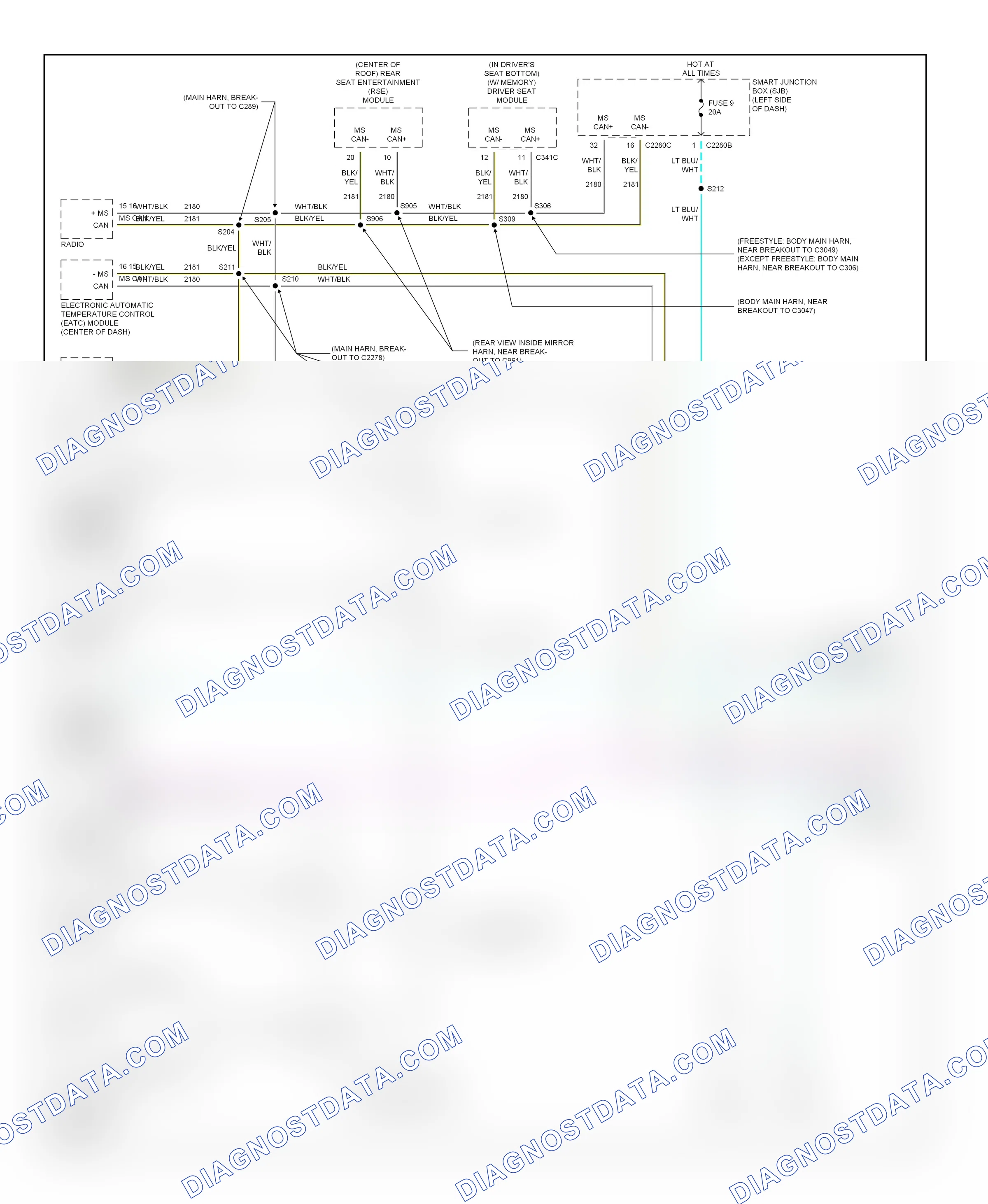 Computer data lines — Computer data lines circuit — Computer data lines circuit. Mercury Montego III (2004-2007)