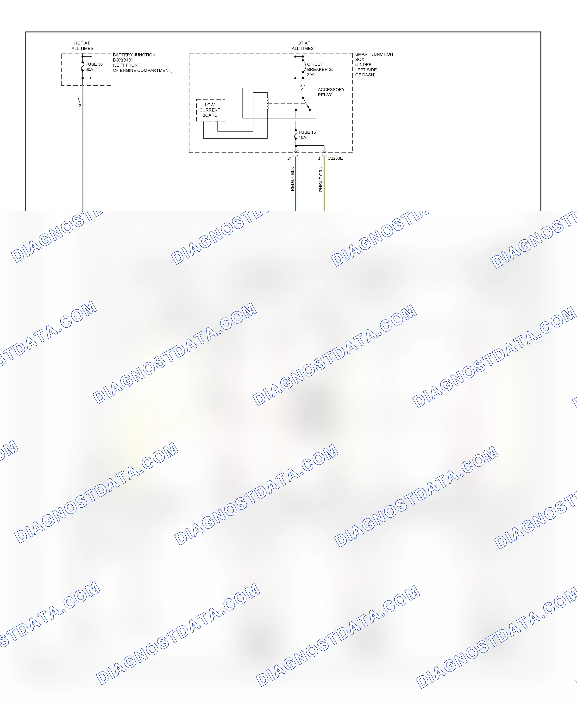 Power windows — Power windows circuit — Power windows circuit. Mercury Montego III (2004-2007)