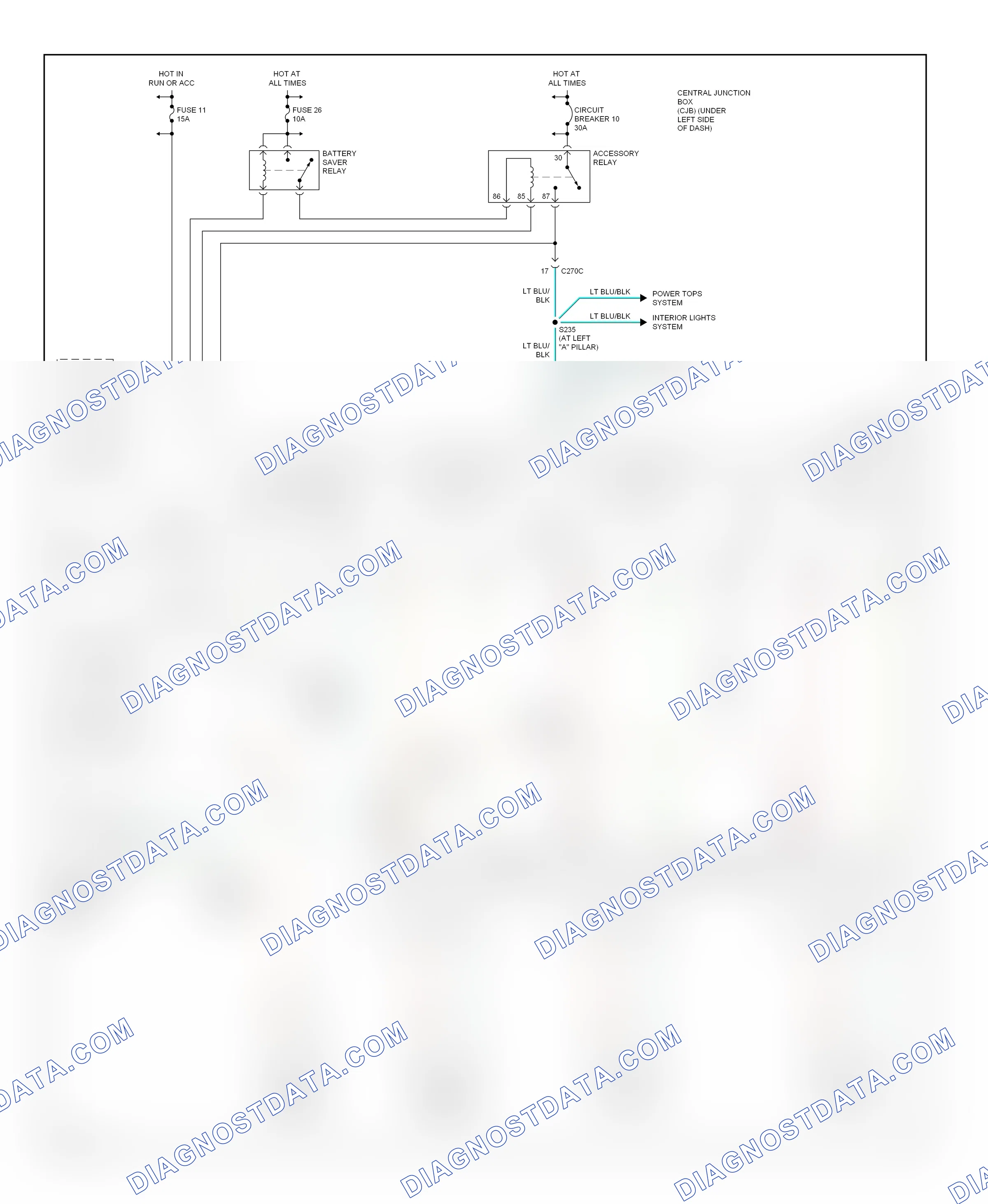 Power windows — Power windows circuit — Power windows circuit. Mercury Sable IV (1999-2005)