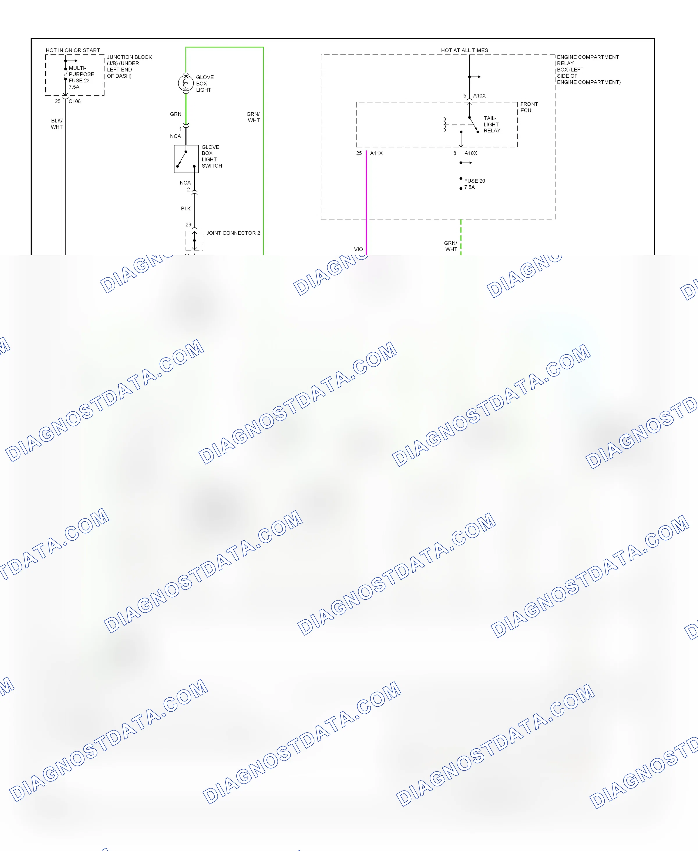 Interior lights — Instrument illumination circuit — Instrument illumination circuit. Mitsubishi Eclipse III (1999-2005)