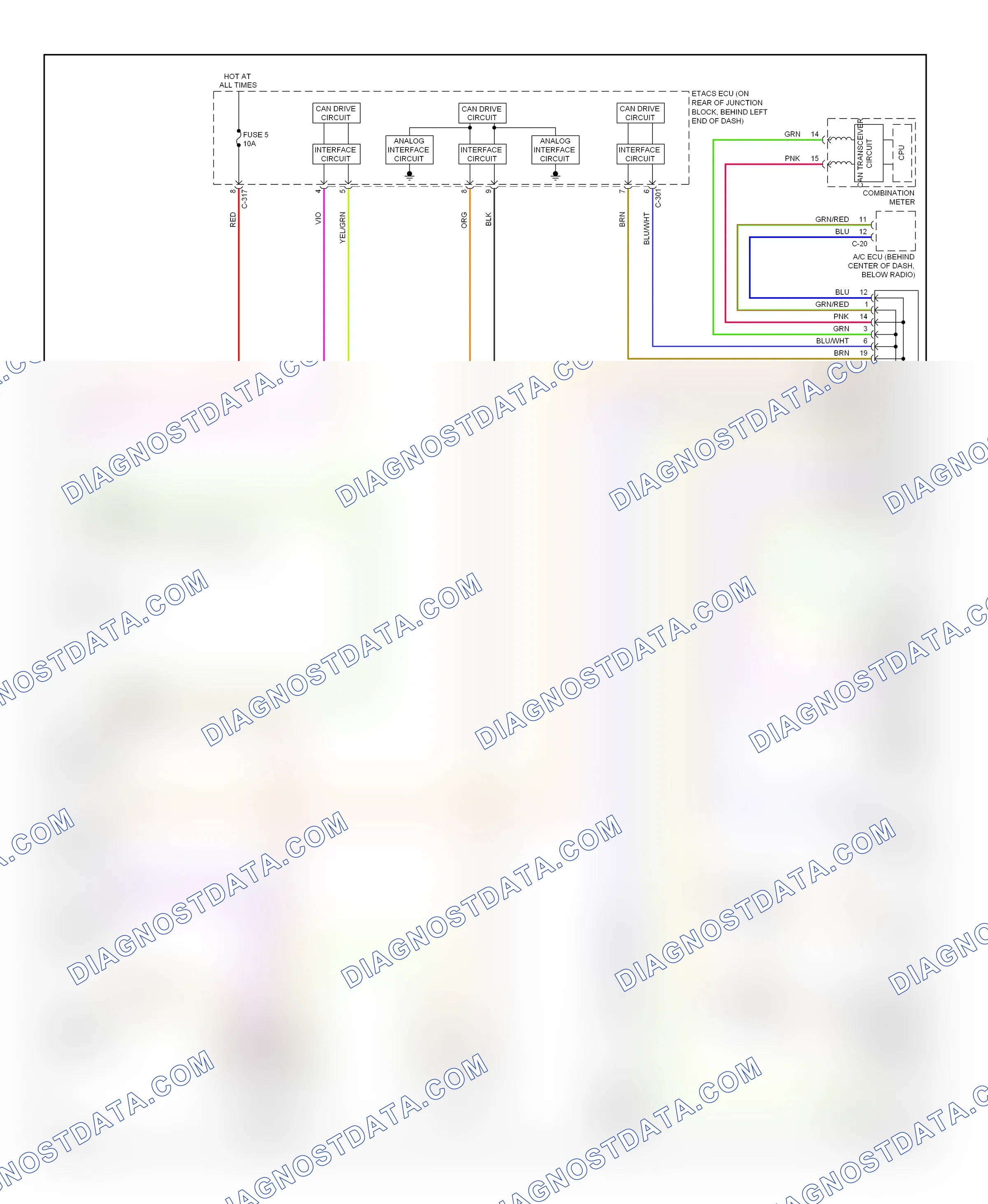 Computer data lines — Computer data lines circuit, except evolution — Computer data lines circuit, except evolution. Mitsubishi Lancer IX facelift (2005-2010)