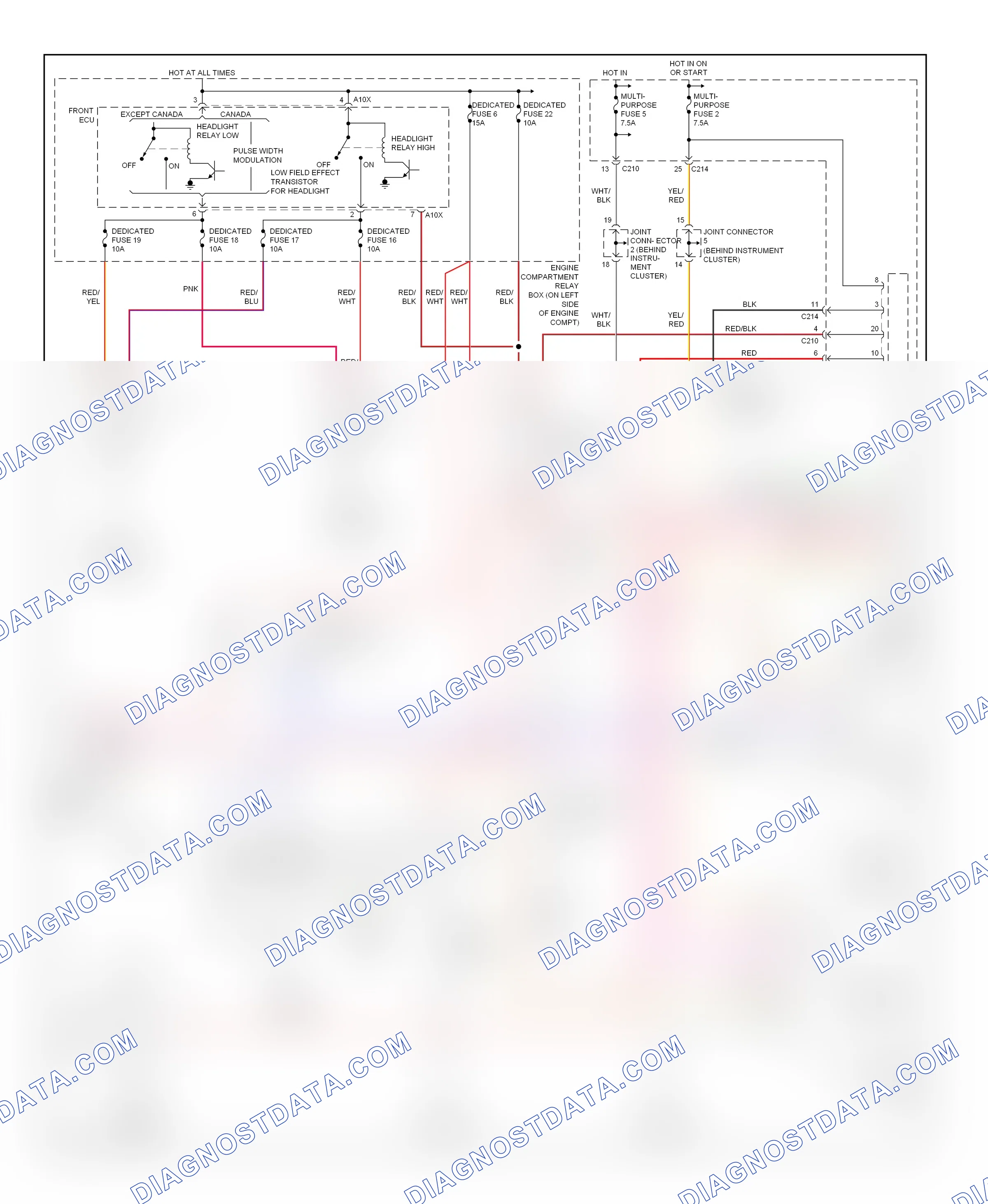 Headlights — Headlights circuit, except evolution — Headlights circuit, except evolution. Mitsubishi Lancer IX (2000-2007)