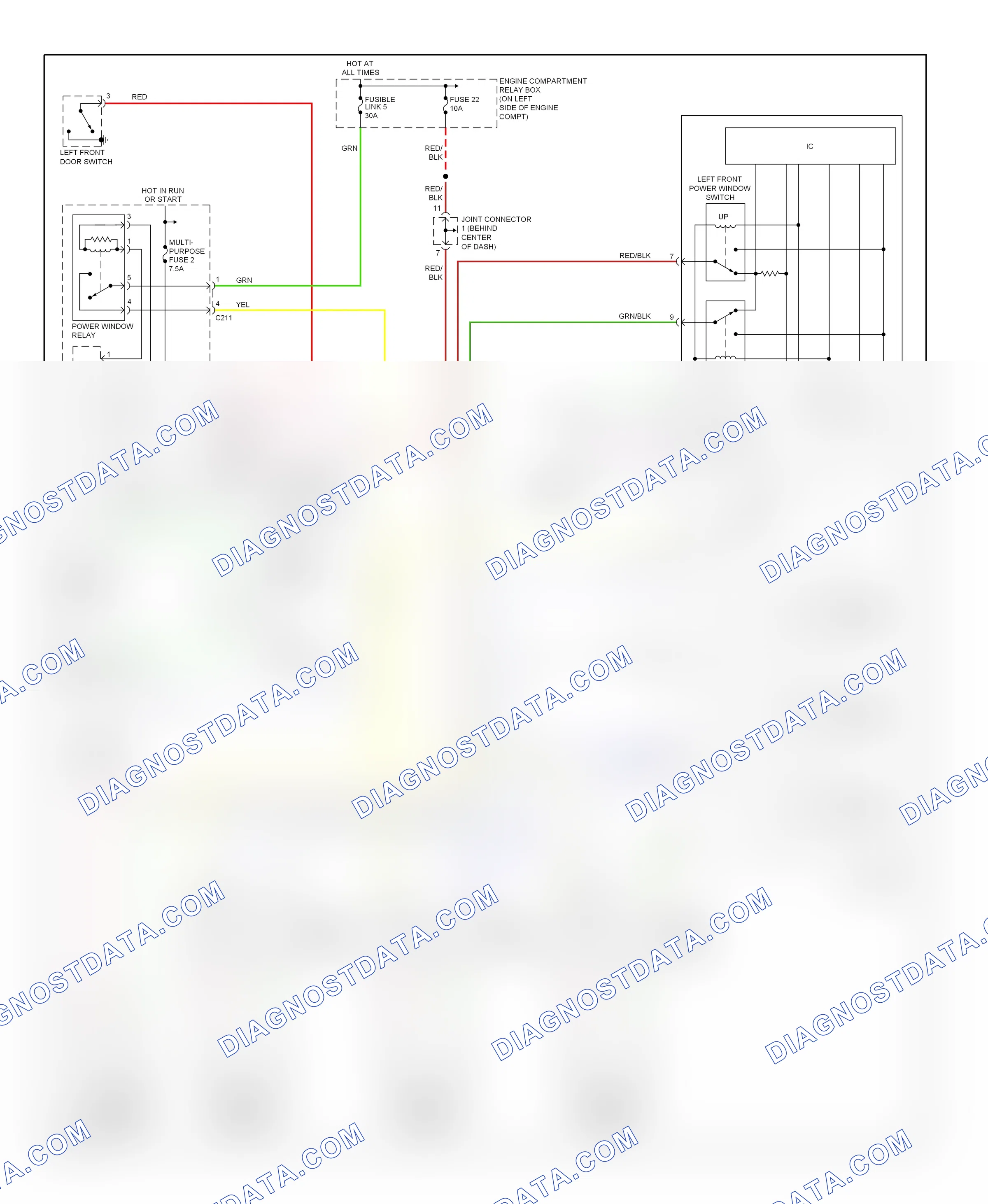 Power windows — Power windows circuit, evolution — Power windows circuit, evolution. Mitsubishi Lancer IX (2000-2007)