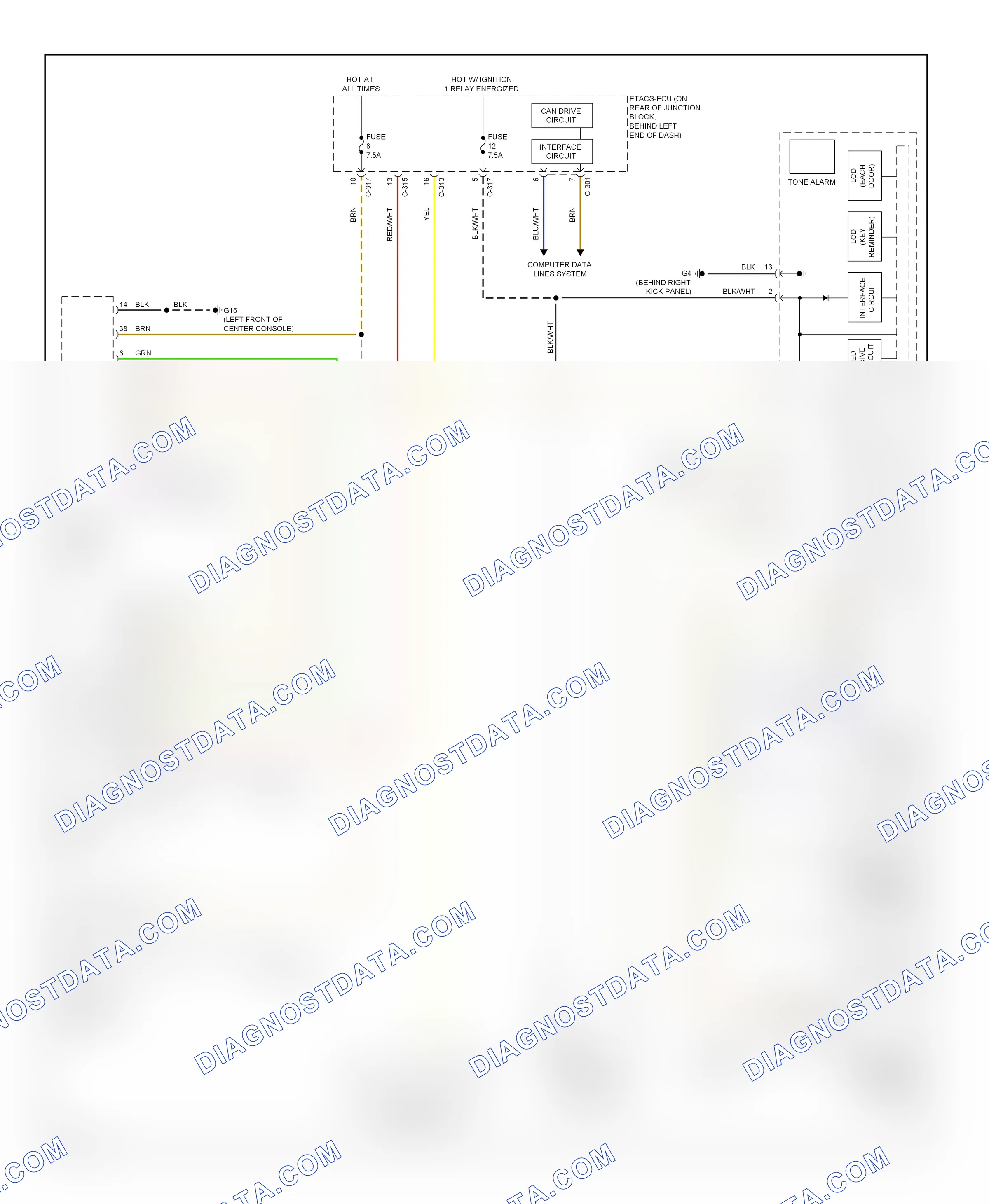 Warning systems — Chime circuit, except evolution — Chime circuit, except evolution. Mitsubishi Lancer X (2007-2010)