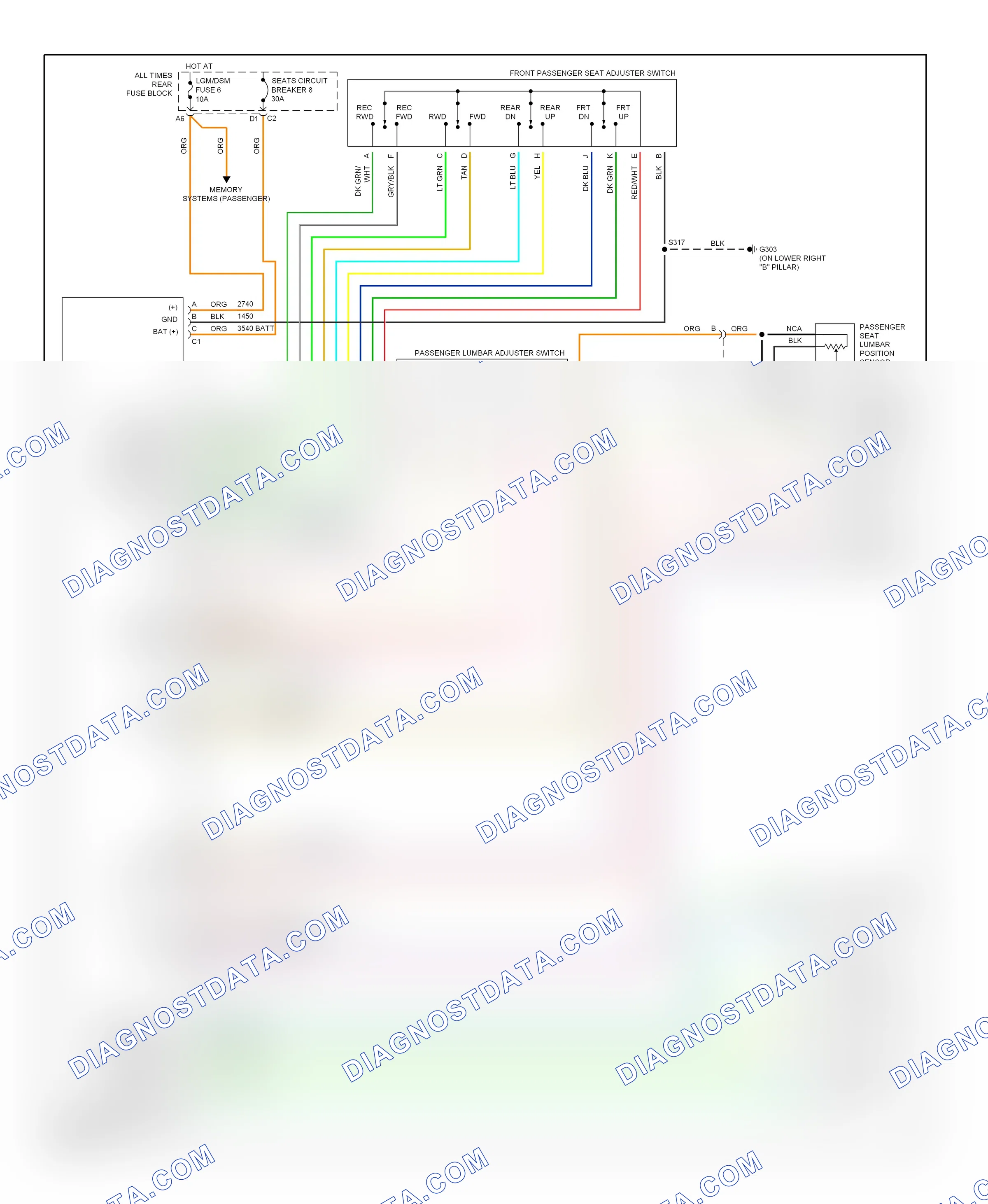 Memory systems — Passenger's memory seat circuit — Passenger's memory seat circuit. Oldsmobile Bravada III (2001-2004)