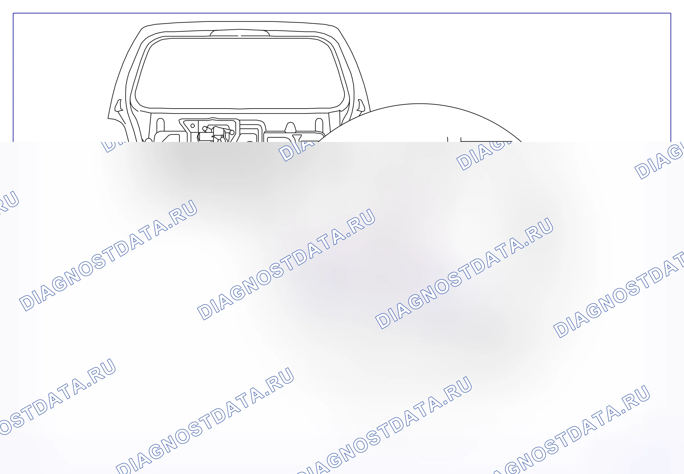 Ground points — Ground points: Tailgate, centre (P5481) — Ground points: Tailgate, centre (P5481). Opel Agila A (2000-2007)