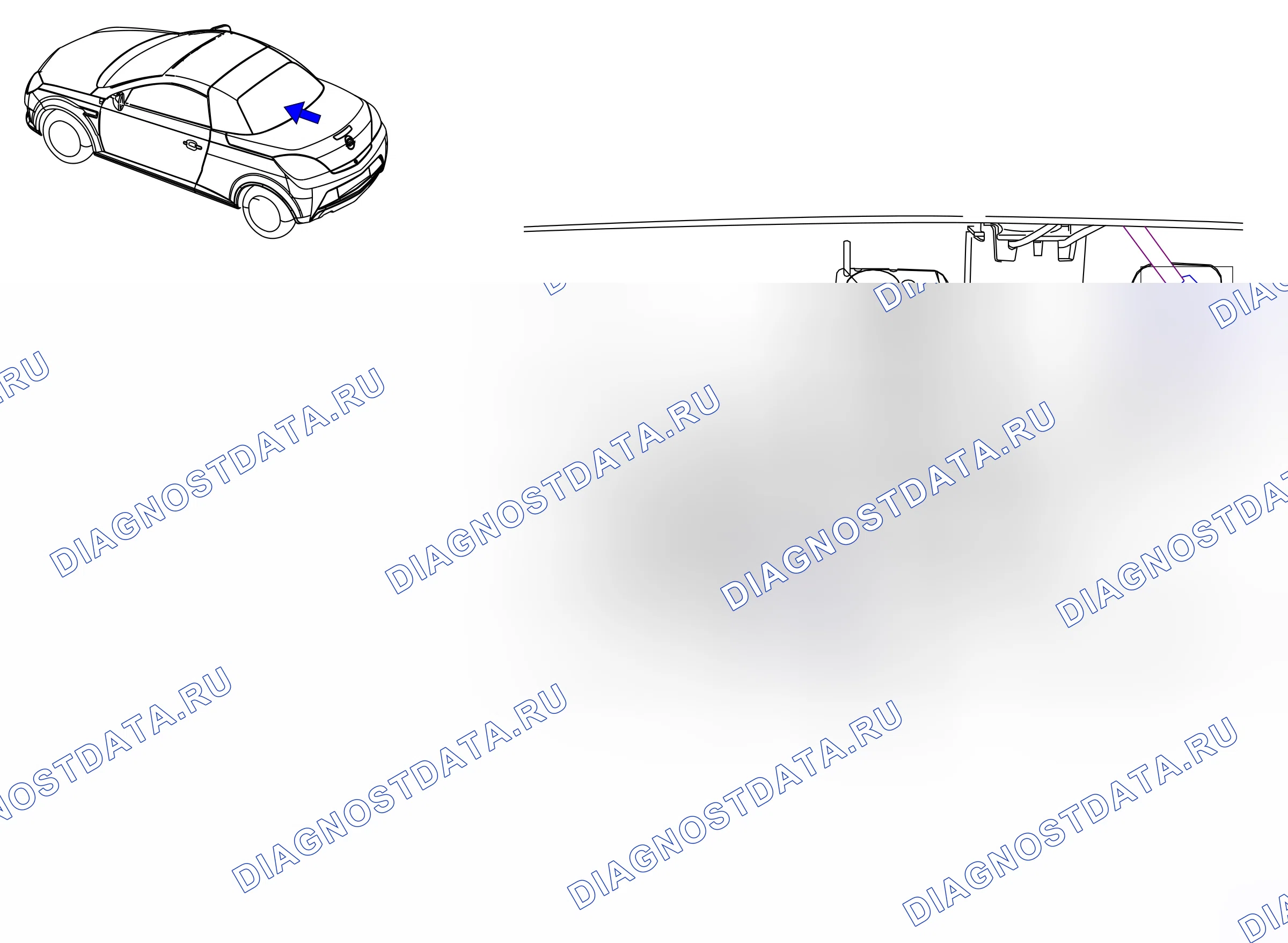 Component locations — Component locations: Body rear - Parcel shelf (P12166) — Component locations: Body rear - Parcel shelf (P12166). Opel Combo C (2002-2011)