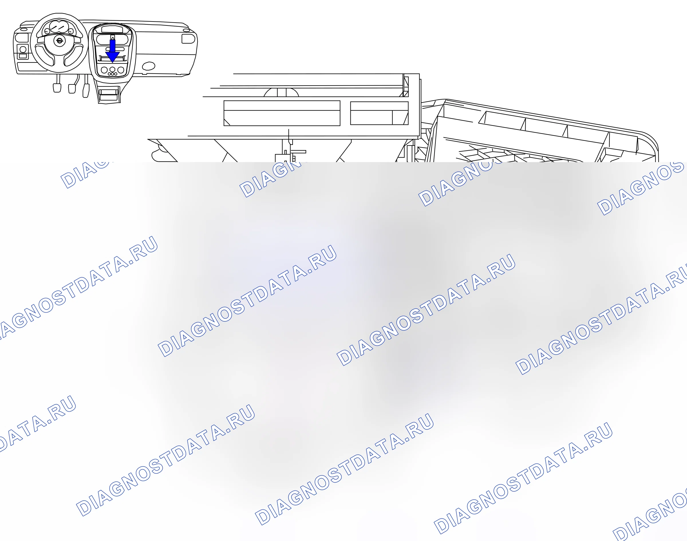 Component locations — Component locations: Passenger compartment - Instrument panel, centre   - 3 (P5631) — Component locations: Passenger compartment - Instrument panel, centre   - 3 (P5631). Opel Combo C (2002-2011)