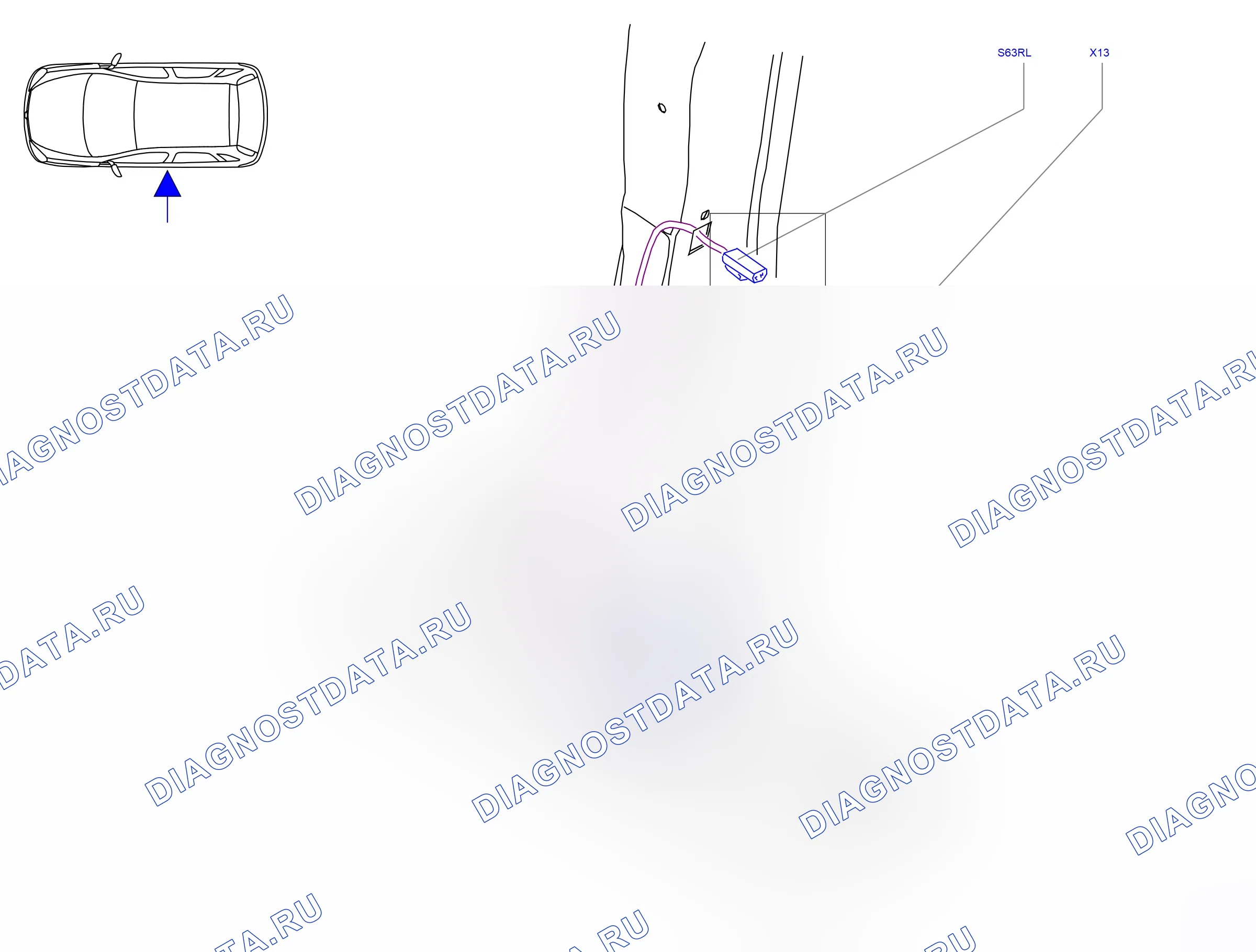Component locations — Component locations: Passenger compartment - B-pillar, left   - 1 (P6067) — Component locations: Passenger compartment - B-pillar, left   - 1 (P6067). Opel Combo C (2002-2011)