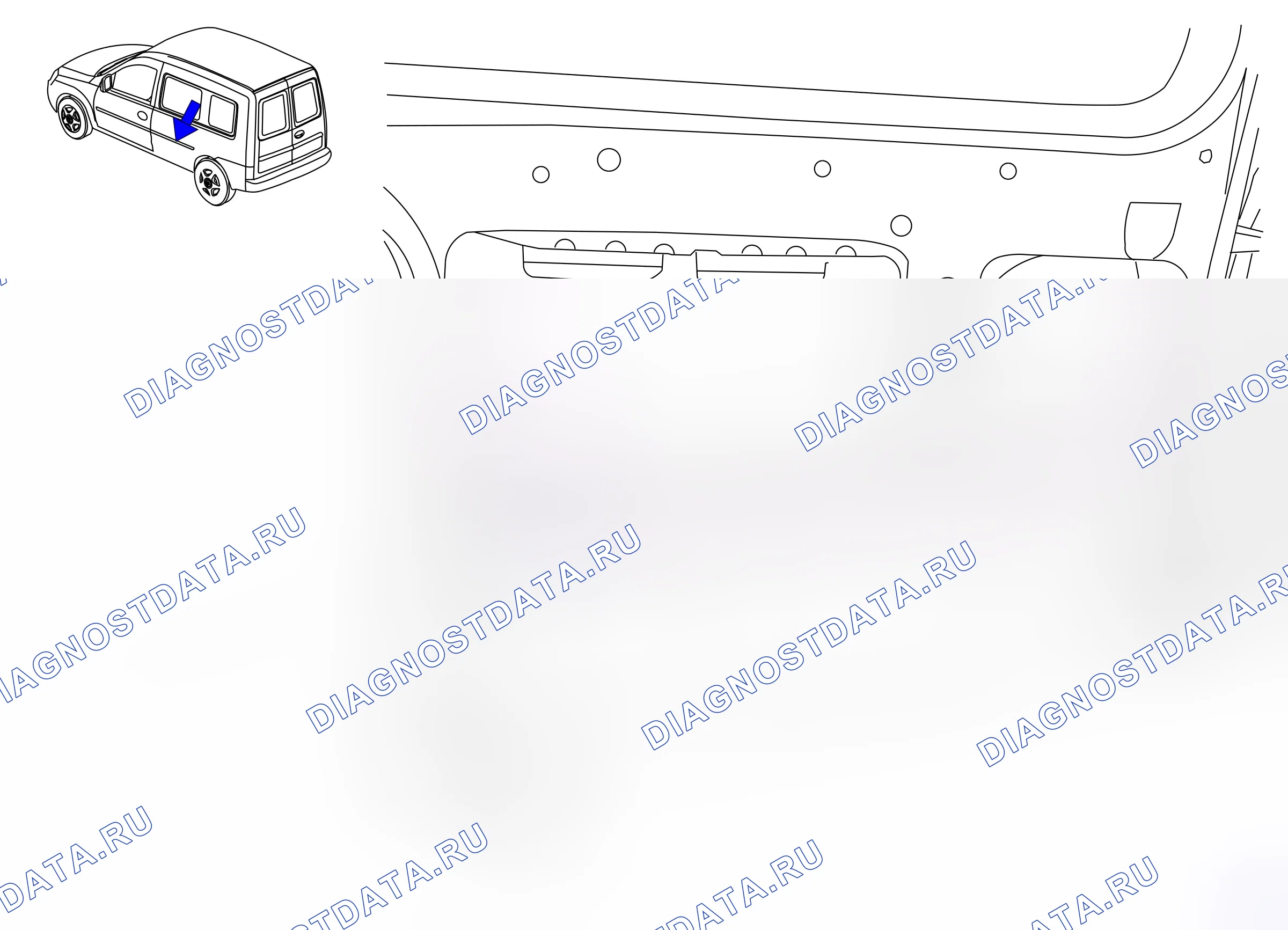 Component locations — Component locations: Doors - Sliding door, left (P5624) — Component locations: Doors - Sliding door, left (P5624). Opel Combo C (2002-2011)