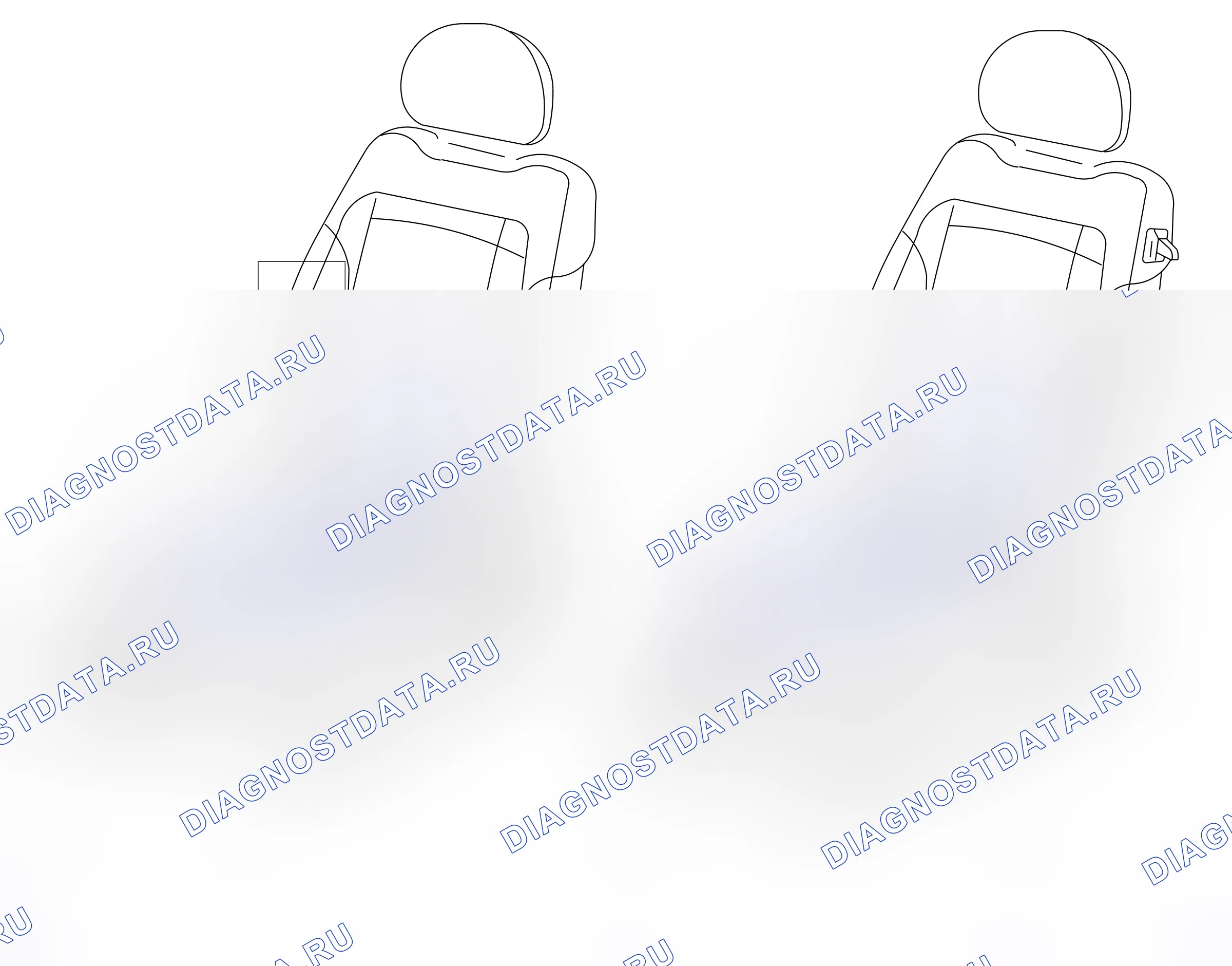 Component locations — Component locations: Passenger compartment - Seats, front  Right-hand drive (P5597) — Component locations: Passenger compartment - Seats, front  Right-hand drive (P5597). Opel Combo C (2002-2011)