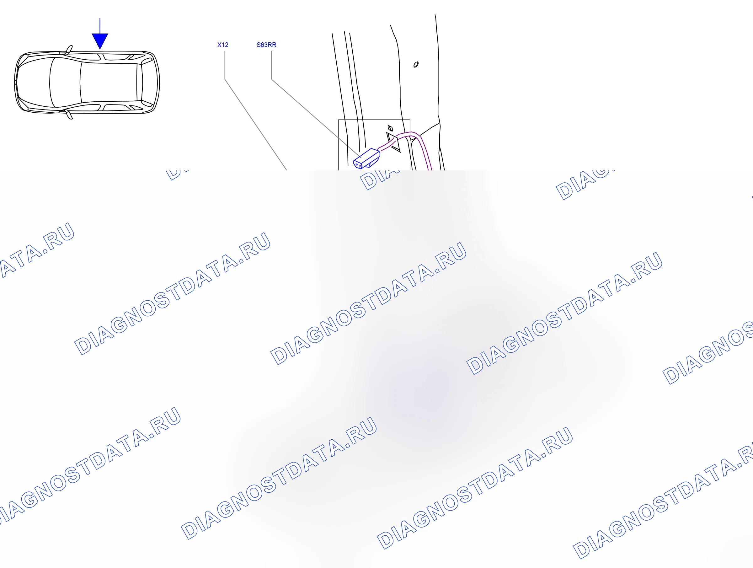 Component locations — Component locations: Passenger compartment - B-pillar, right   - 1 (P6072) — Component locations: Passenger compartment - B-pillar, right   - 1 (P6072). Opel Combo C (2002-2011)