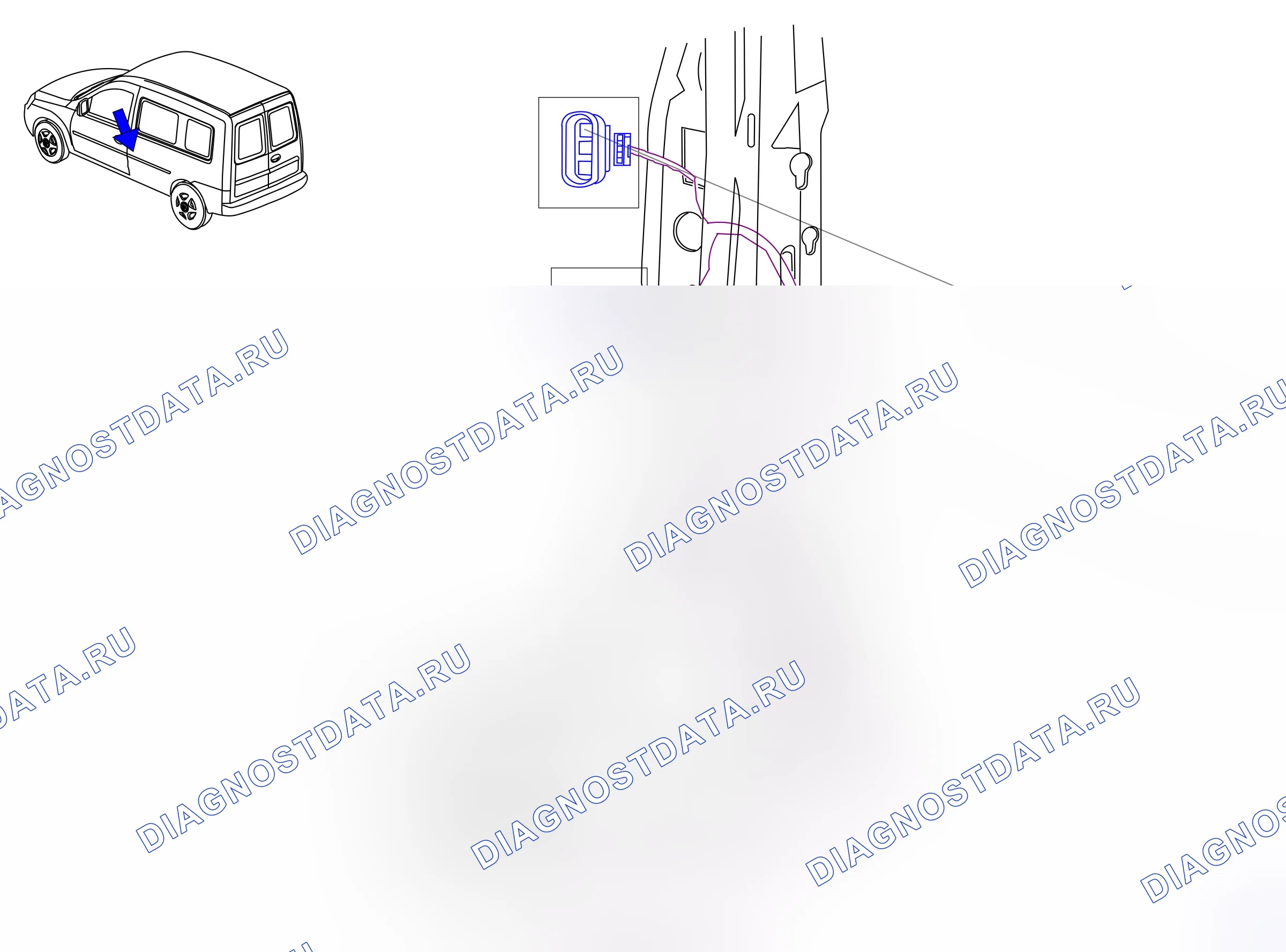 Component locations — Component locations: Passenger compartment - B-pillar, left   - 2 (P5632) — Component locations: Passenger compartment - B-pillar, left   - 2 (P5632). Opel Combo C (2002-2011)