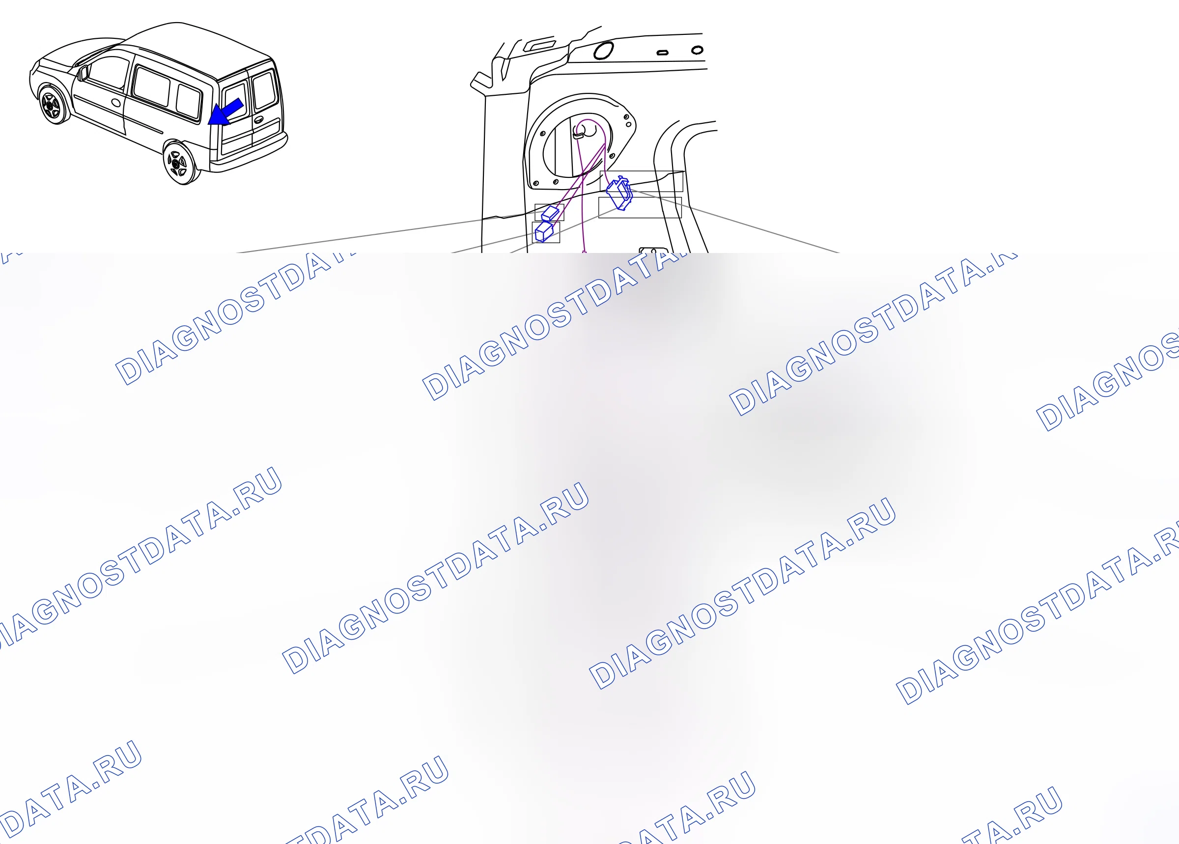 Component locations — Component locations: Load Compartment - D-pillar, left  Combo (P11172) — Component locations: Load Compartment - D-pillar, left  Combo (P11172). Opel Combo C (2002-2011)