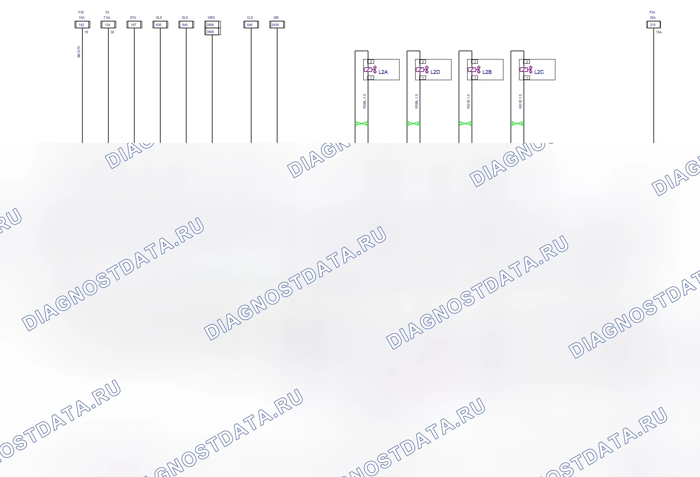 Engine System — Diesel — wiring diagram (Z 17 DTH, 2007) — Diesel — wiring diagram (Z 17 DTH, 2007), Diagram 2 of 2. Opel Combo C (2002-2011)