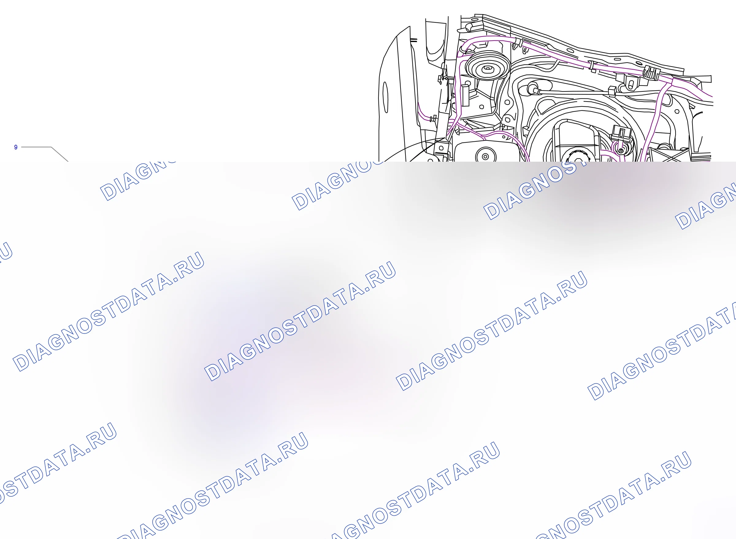 Ground points — Ground points: Engine compartment, right  Right-hand drive (P6014) — Ground points: Engine compartment, right  Right-hand drive (P6014). Opel Combo C (2002-2011)
