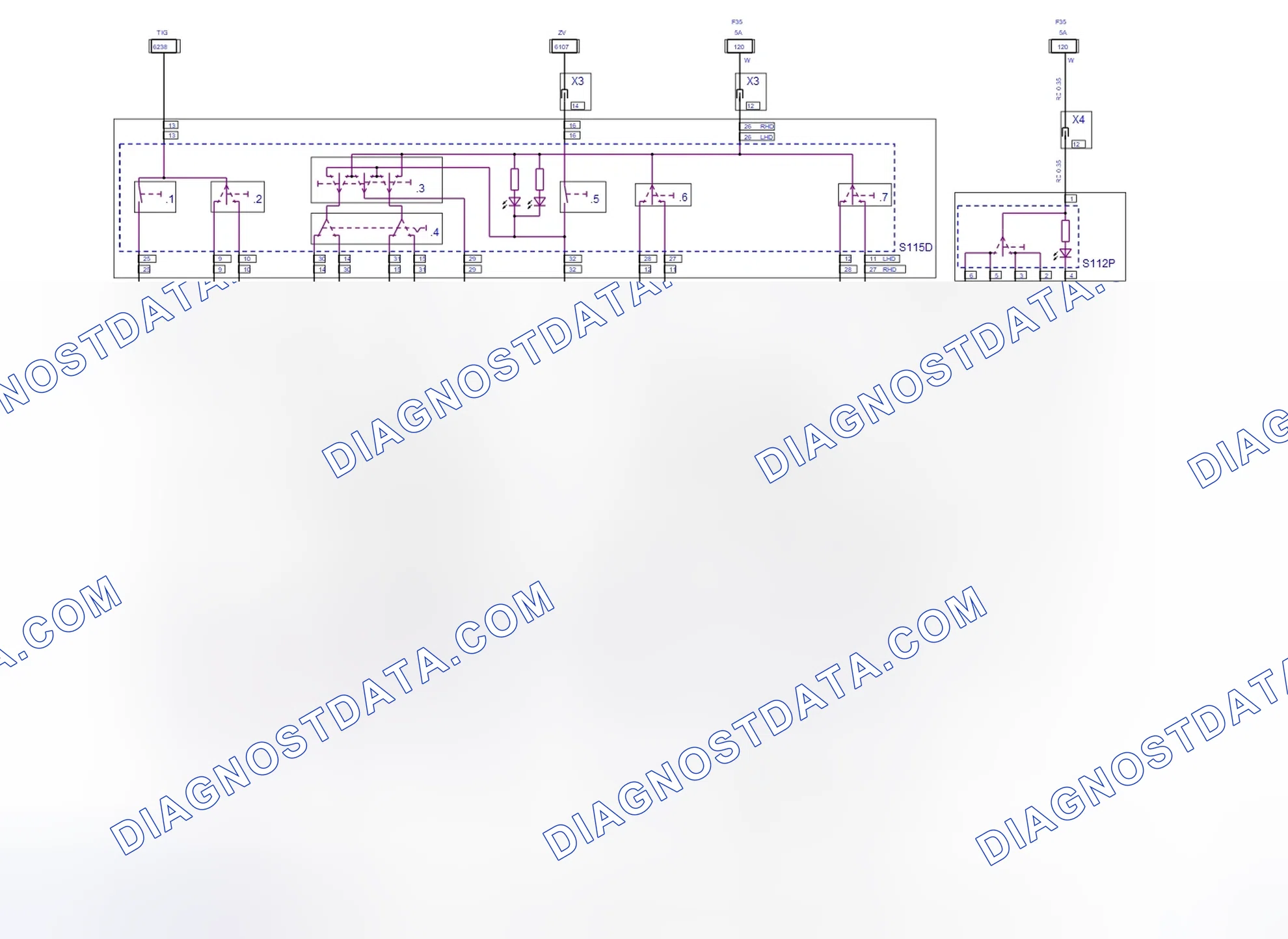 Systém karosérie — Spouštěč okna (2006) — Spouštěč okna (2006), Diagram 2 of 2. Opel Combo C (2002-2011)