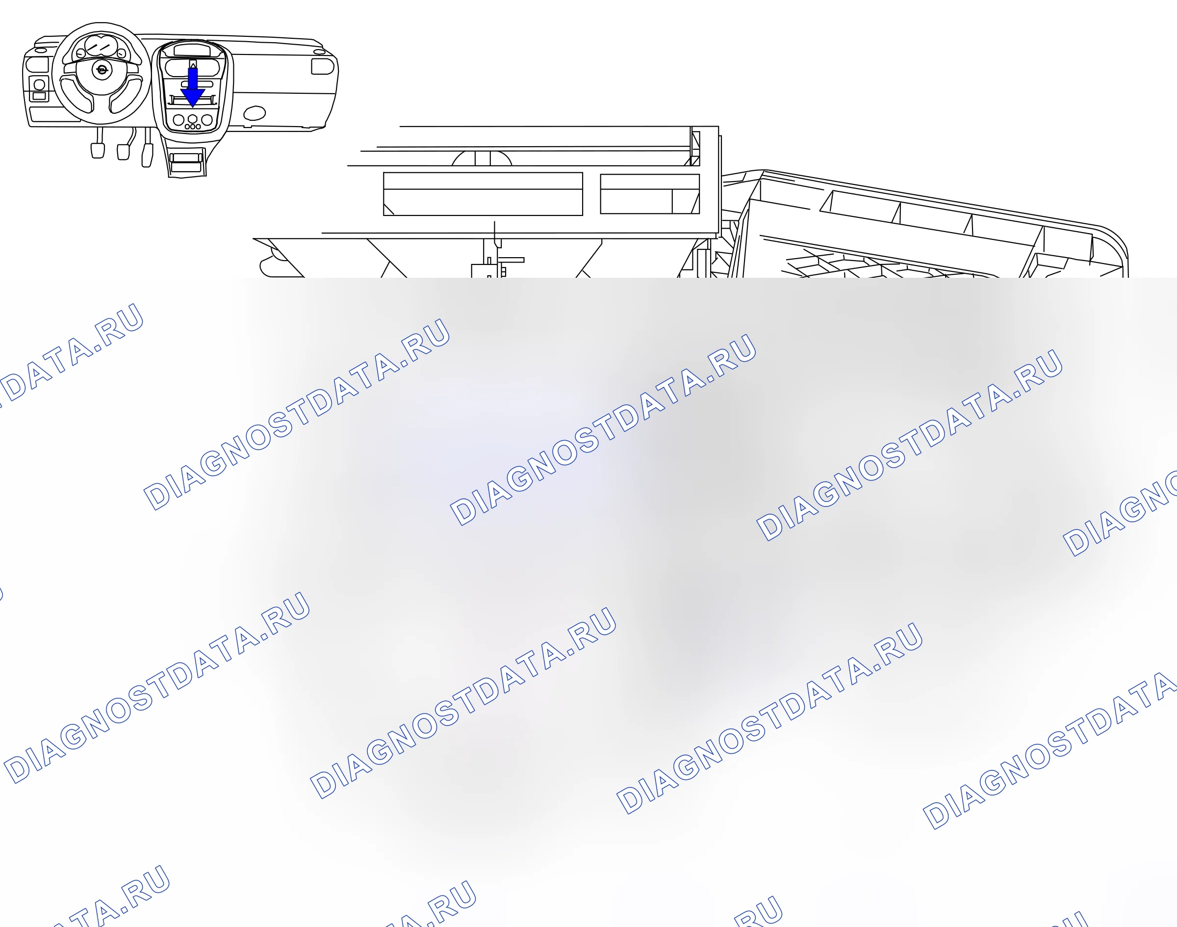 Component locations — Component locations: Passenger compartment - Instrument panel, centre   - 3 (P5631) — Component locations: Passenger compartment - Instrument panel, centre   - 3 (P5631). Opel Corsa C (2001-2011)