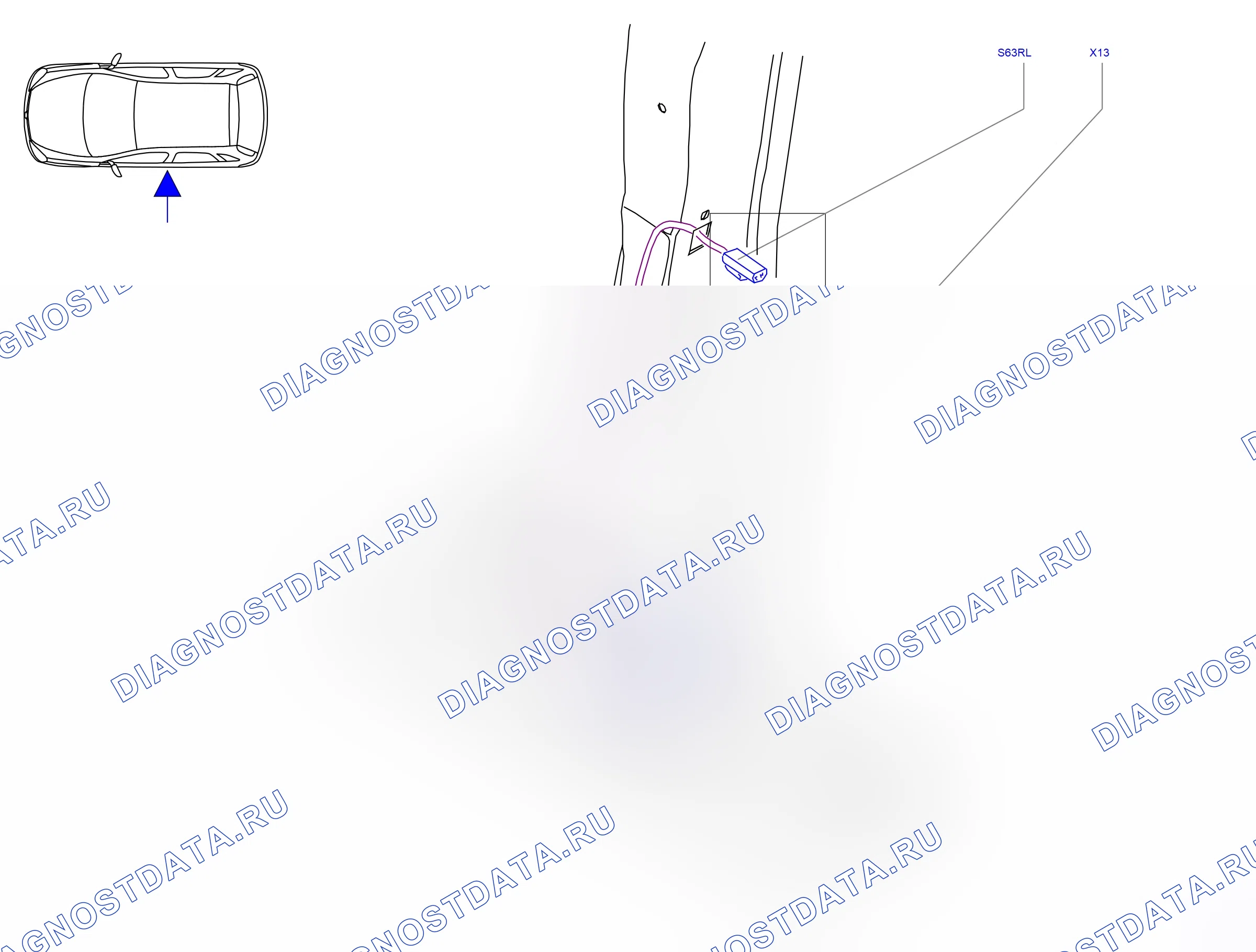 Component locations — Component locations: Passenger compartment - B-pillar, left   - 1 (P6067) — Component locations: Passenger compartment - B-pillar, left   - 1 (P6067). Opel Corsa C (2001-2011)
