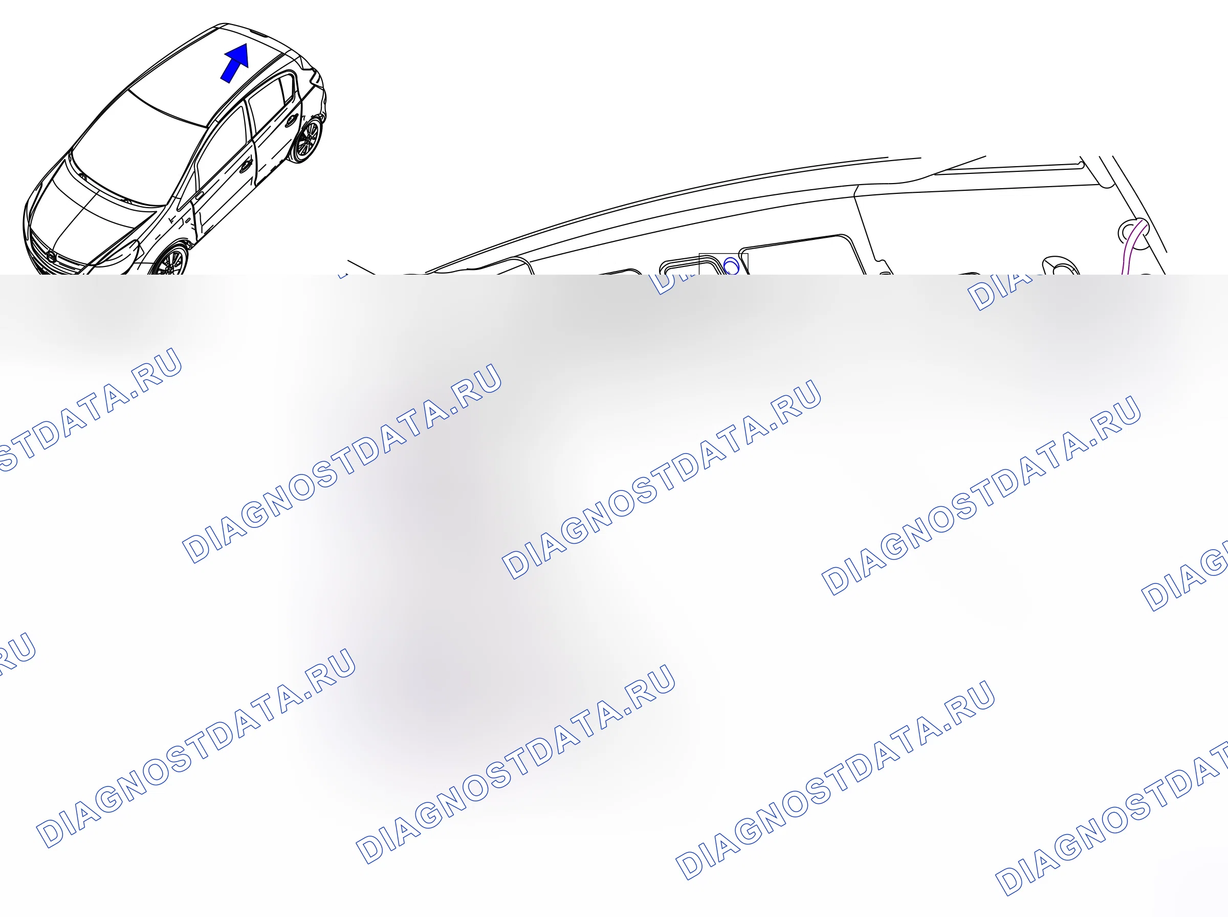 Ground points — Ground points: Roof, rear (P6555) — Ground points: Roof, rear (P6555). Opel Corsa D (2007-2011)