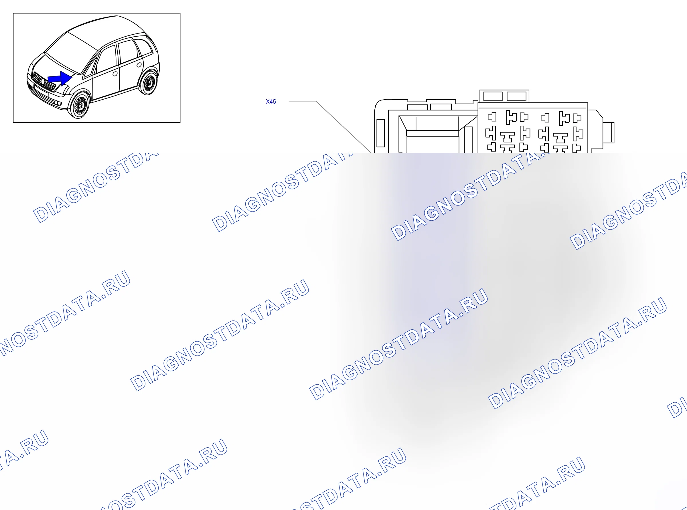Component locations — Component locations: Engine compartment - Fuse & Relay box (P10377) — Component locations: Engine compartment - Fuse & Relay box (P10377). Opel Meriva A (2003-2011)