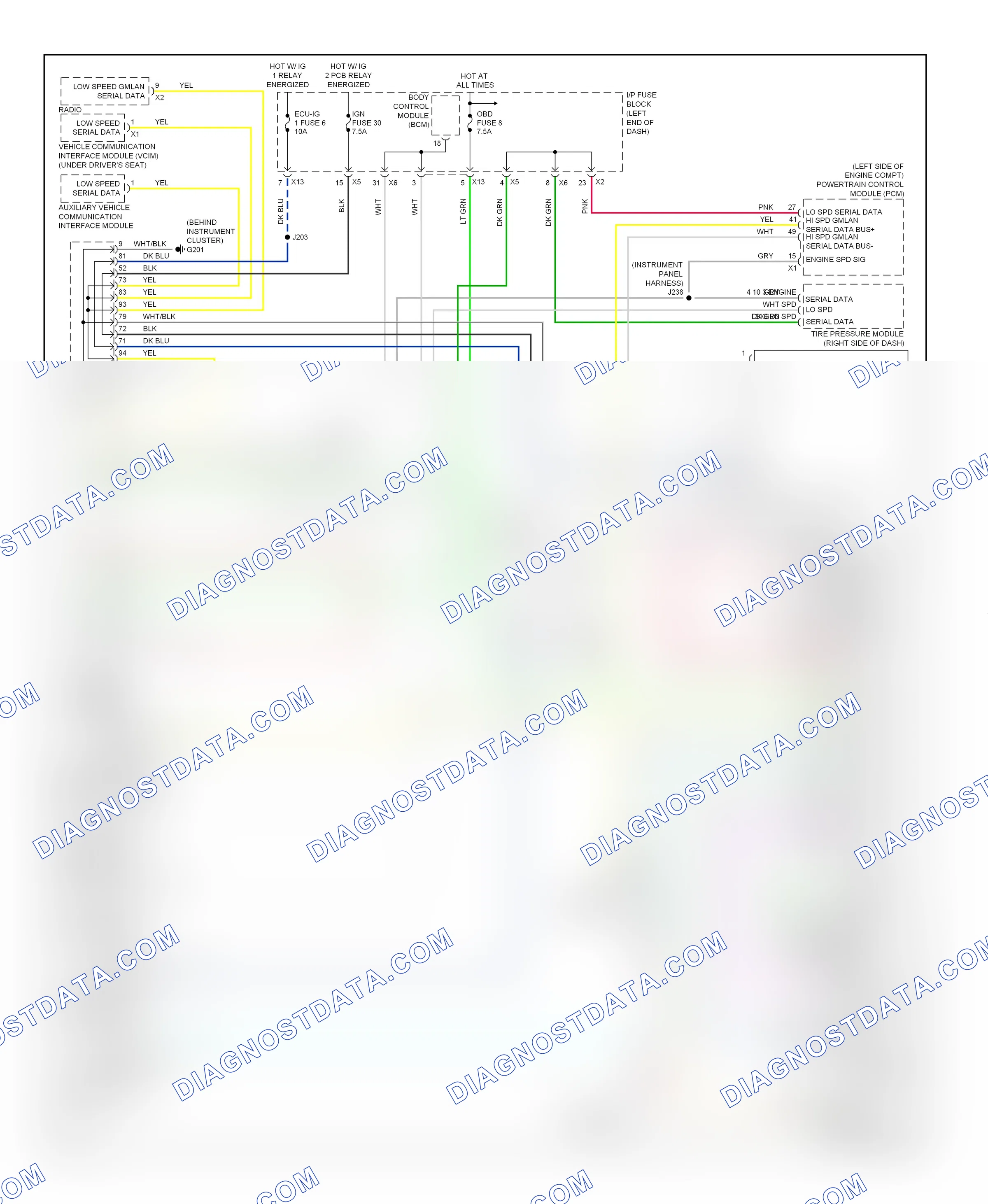 Computer data lines — Computer data lines circuit — Computer data lines circuit. Pontiac Vibe II (2008-2010)
