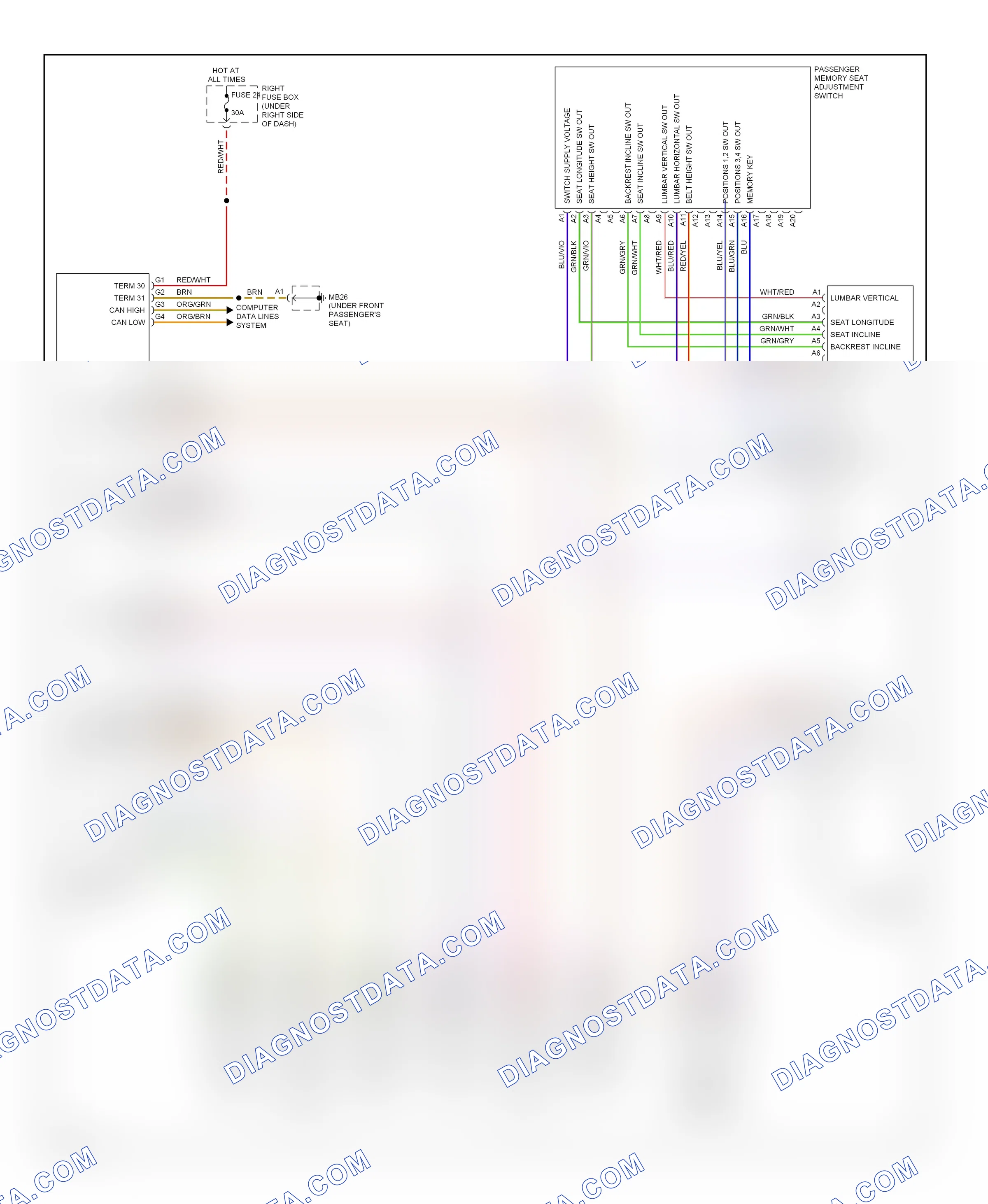 Memory systems — Passenger"s memory seat circuit — Passenger"s memory seat circuit. Porsche Cayenne I (2002-2007)