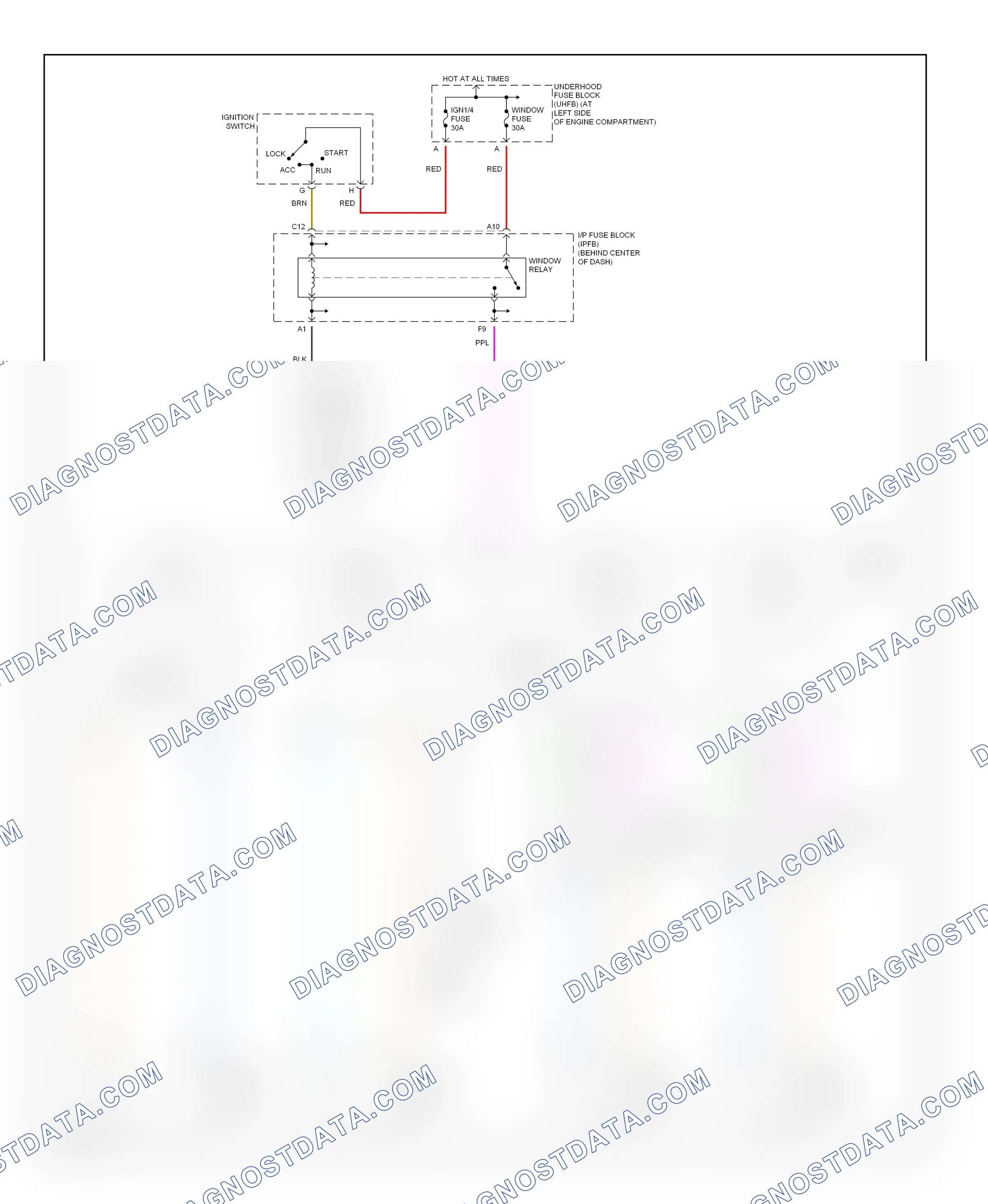 Power windows — Power window circuit — Power window circuit. Saturn SL II (1996-2002)