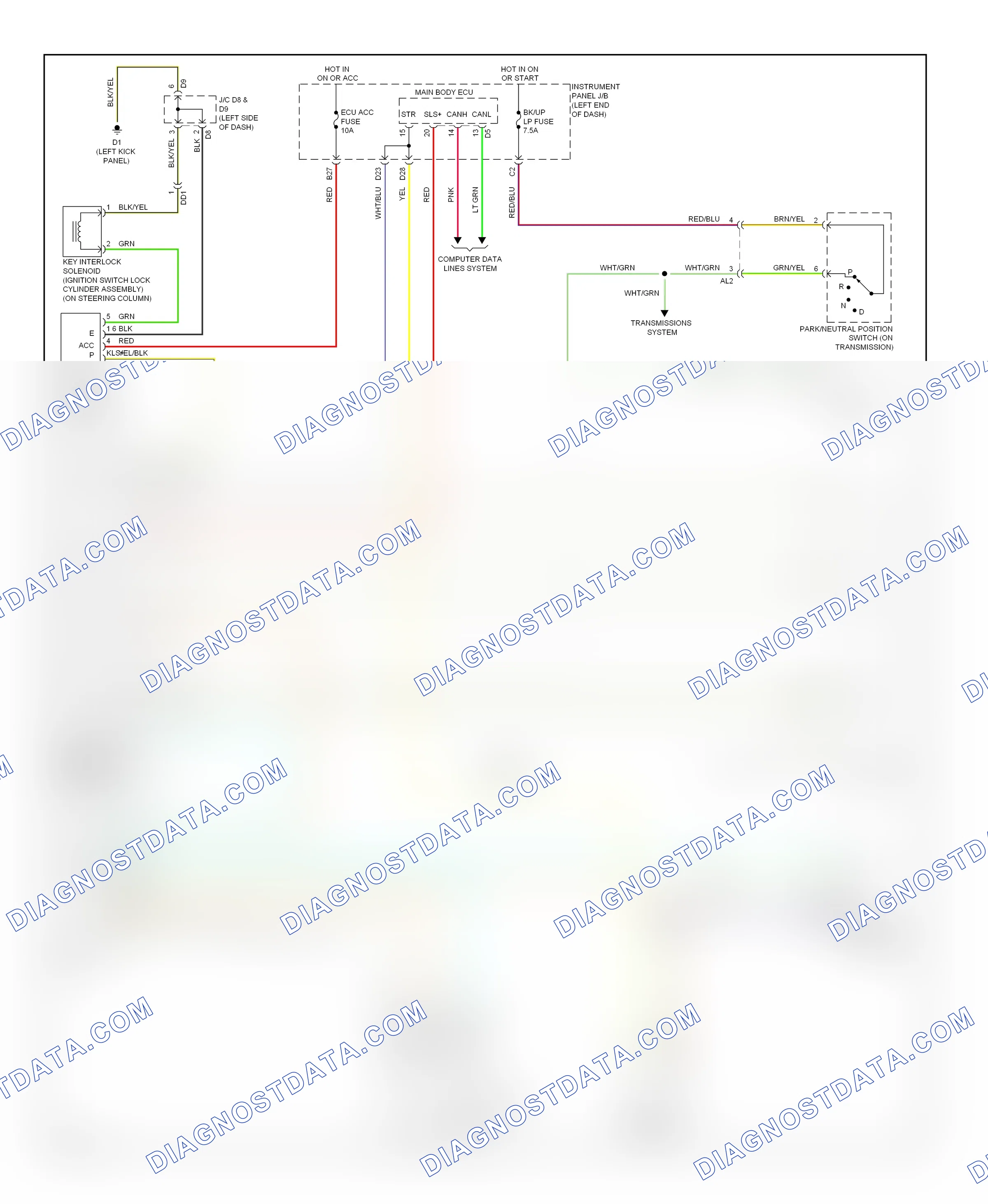 Shift interlock — Shift interlock circuit — Shift interlock circuit. Subaru BRZ ZC (2012-2016)