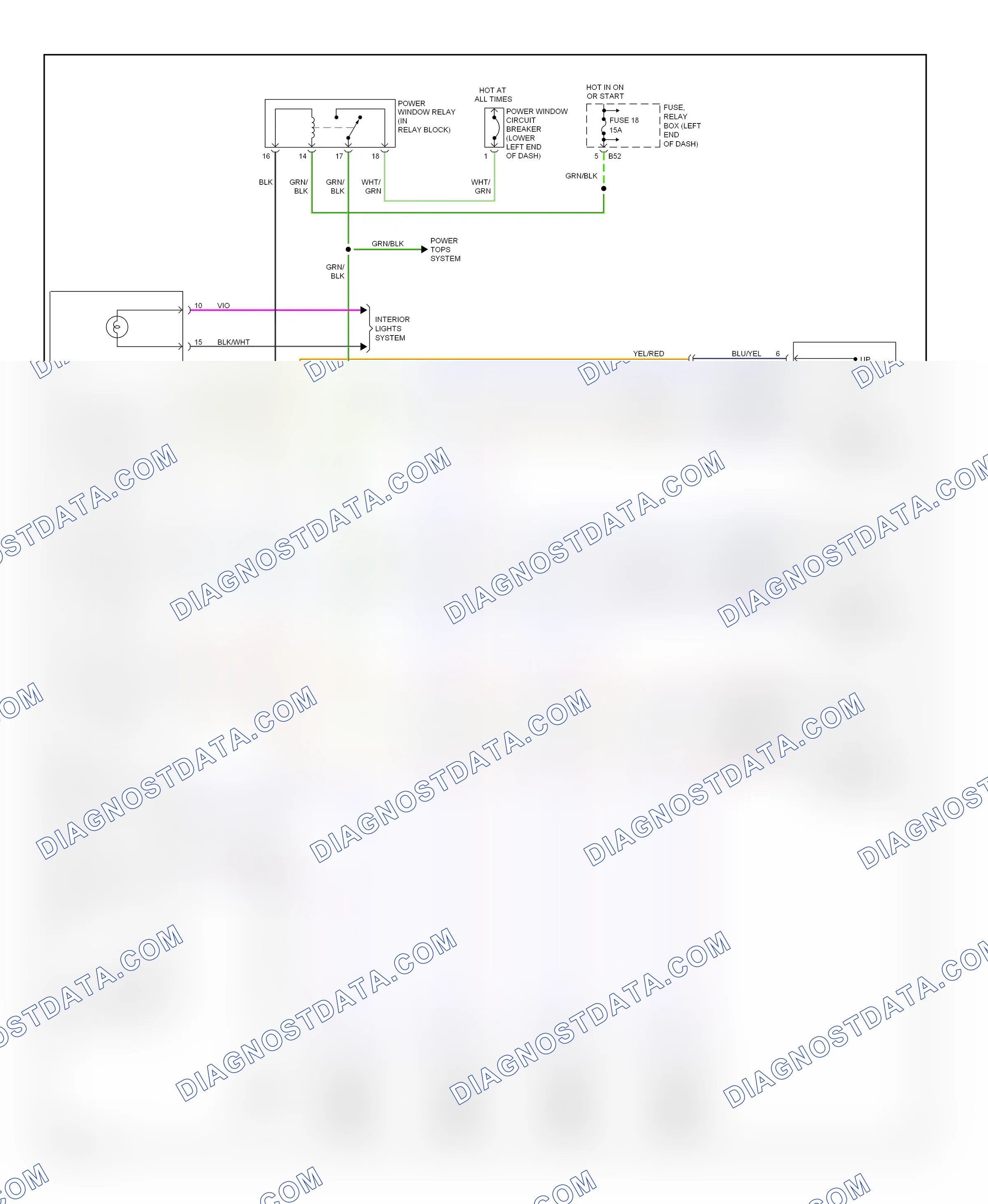 Power windows — Power windows circuit — Power windows circuit. Subaru Outback BP (2003-2006)